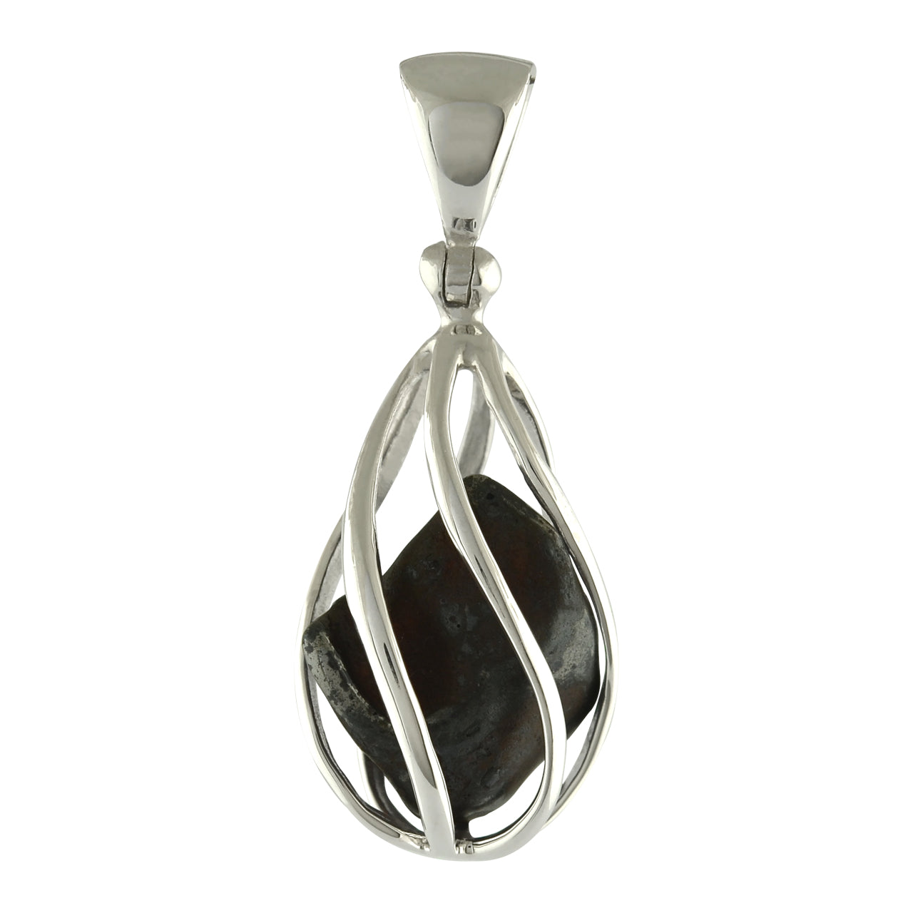 Colgante de jaula en espiral de meteorito Agoudal de Starborn en plata de ley
