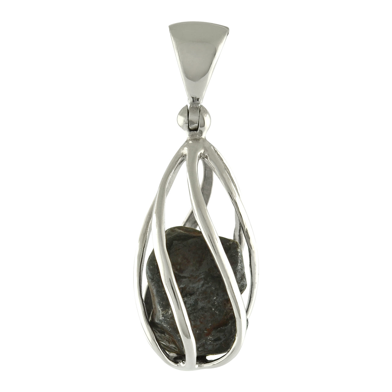Colgante de jaula en espiral de meteorito Agoudal de Starborn en plata de ley