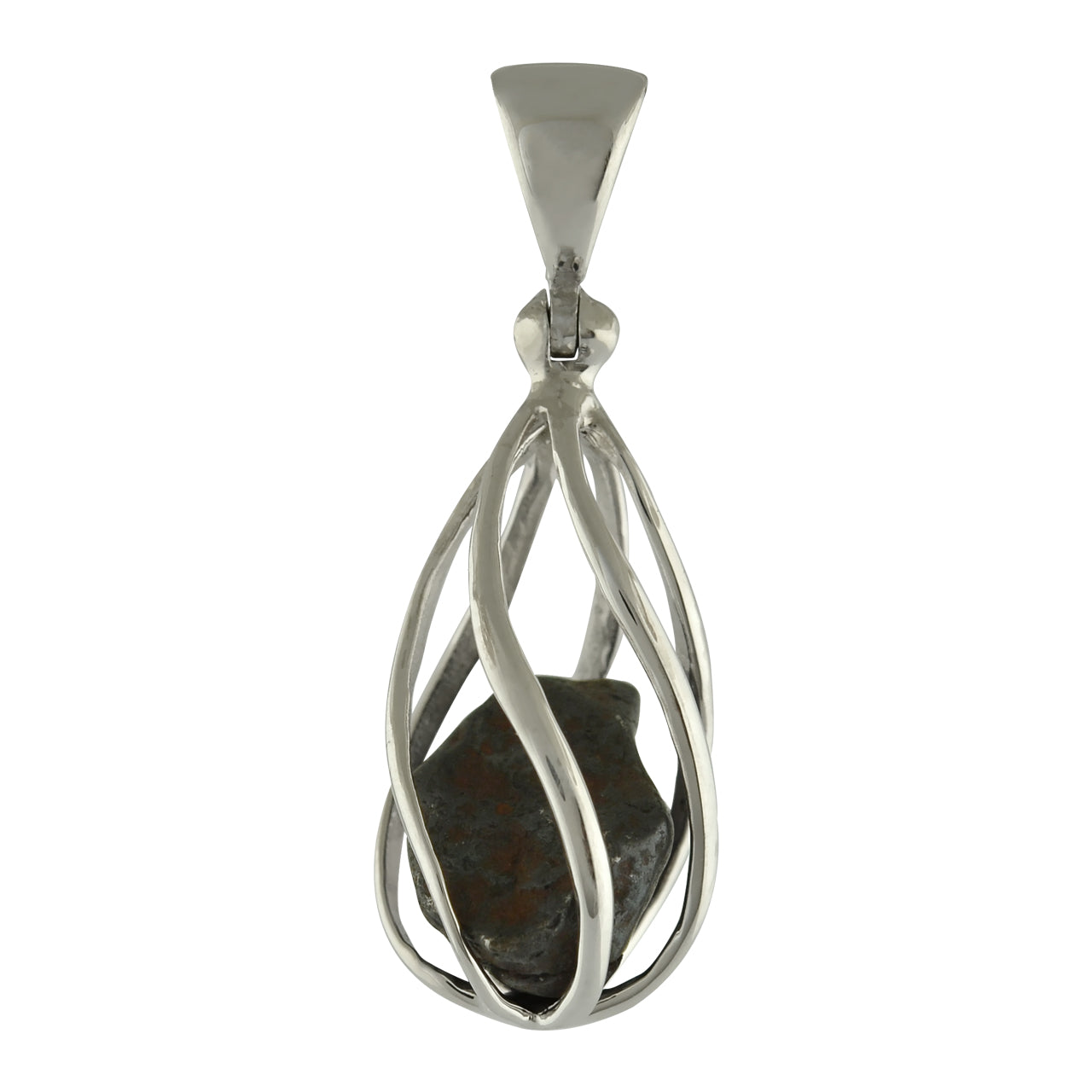 Colgante de jaula en espiral de meteorito Agoudal de Starborn en plata de ley