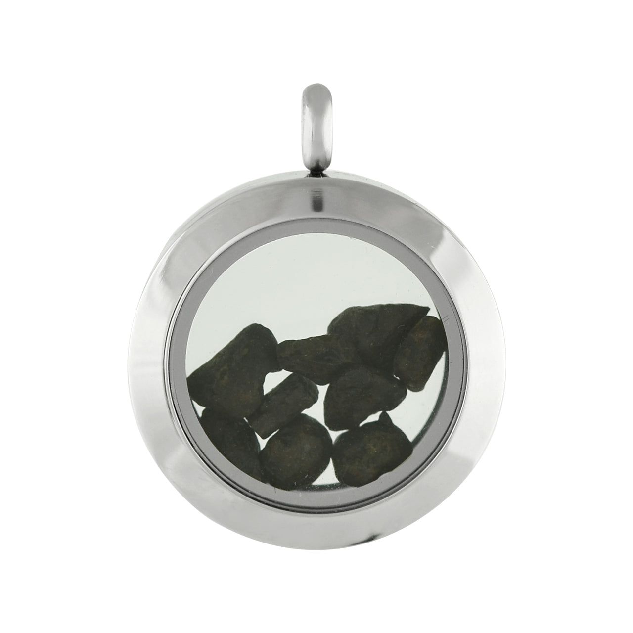 Starborn Agoudal Iron Meteorite Window Pendant Necklace in Stainless Steel