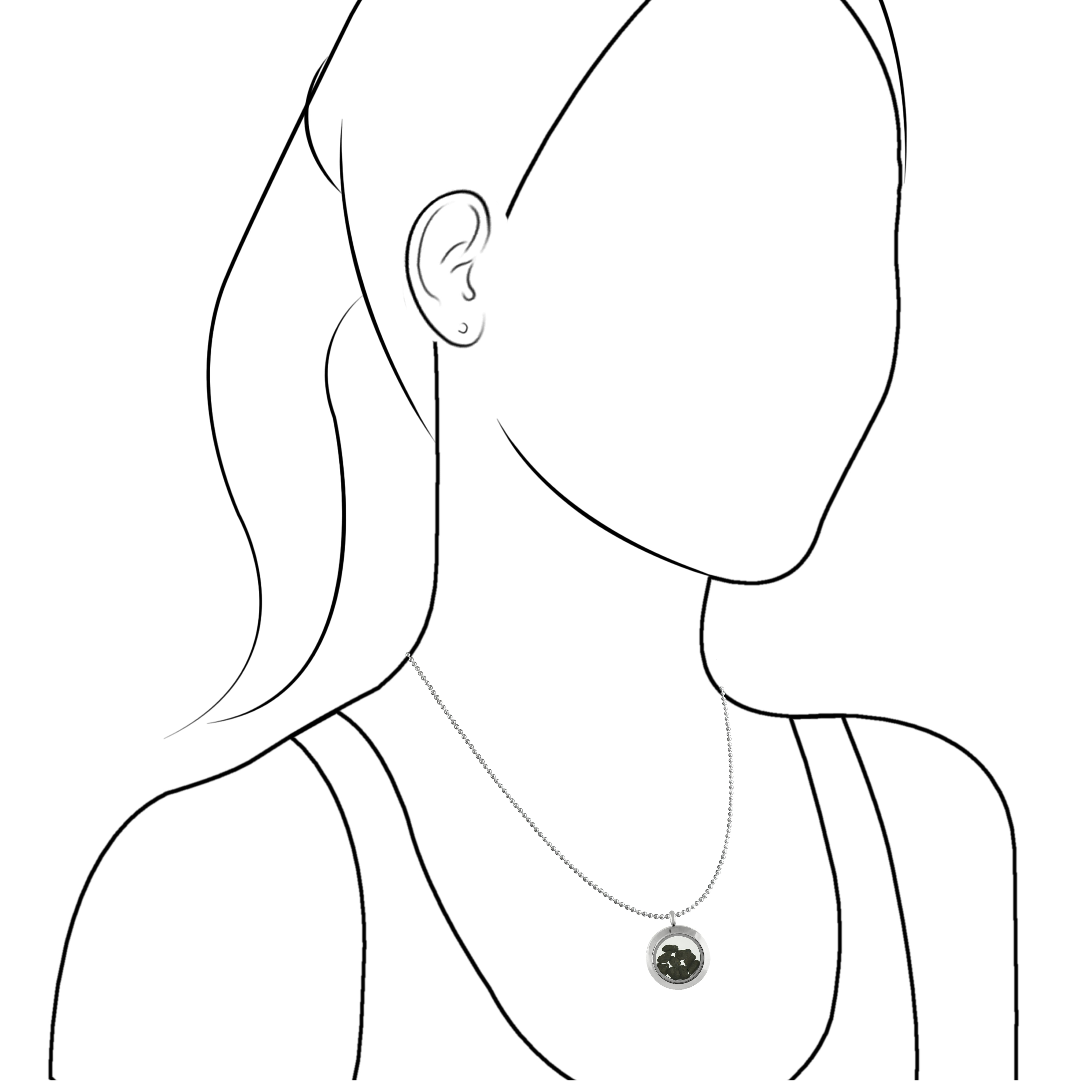 Starborn Gemstone Window Pendant Necklace in Stainless Steel