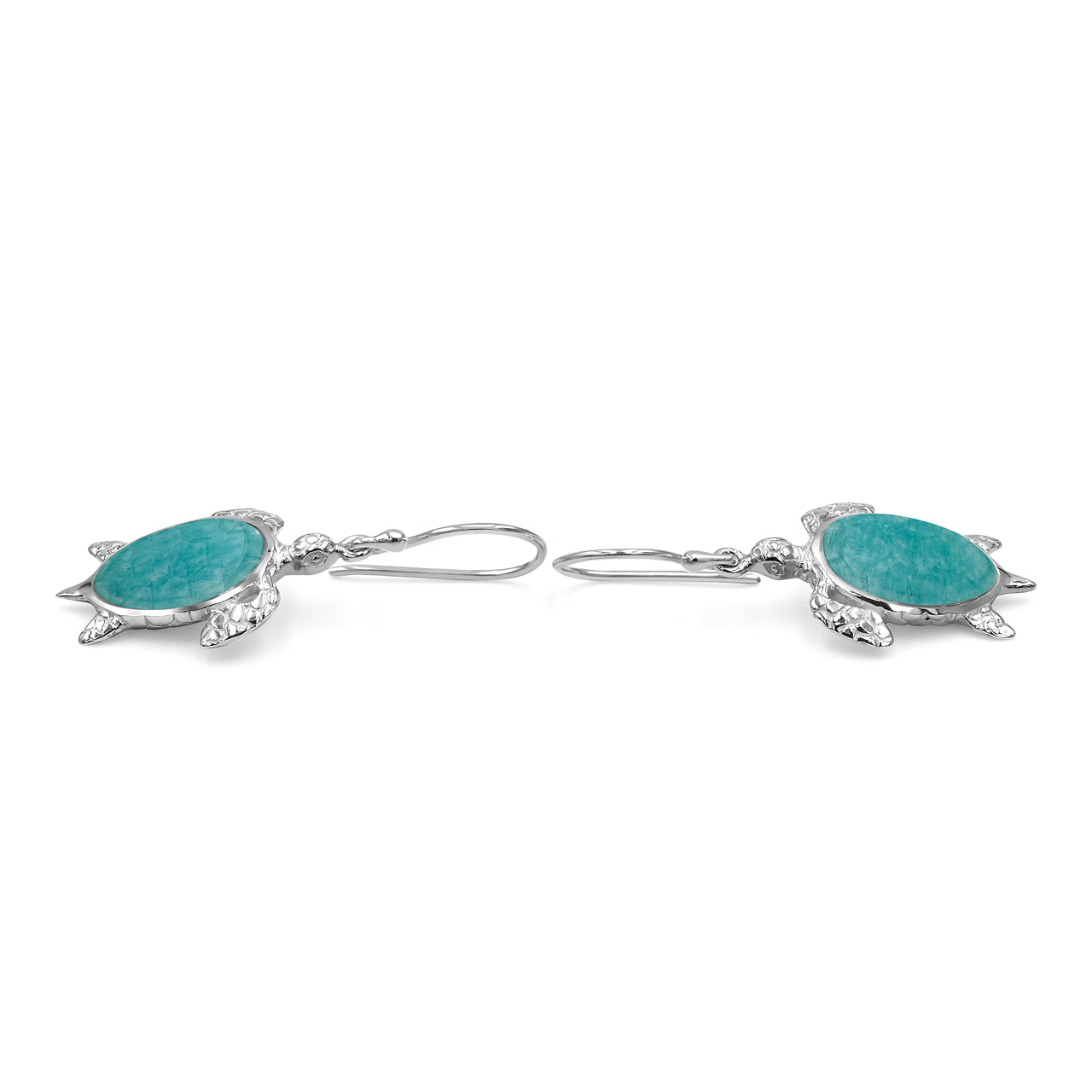 Starborn Handcarved Amazonite Turtle Earring in Sterling Silver