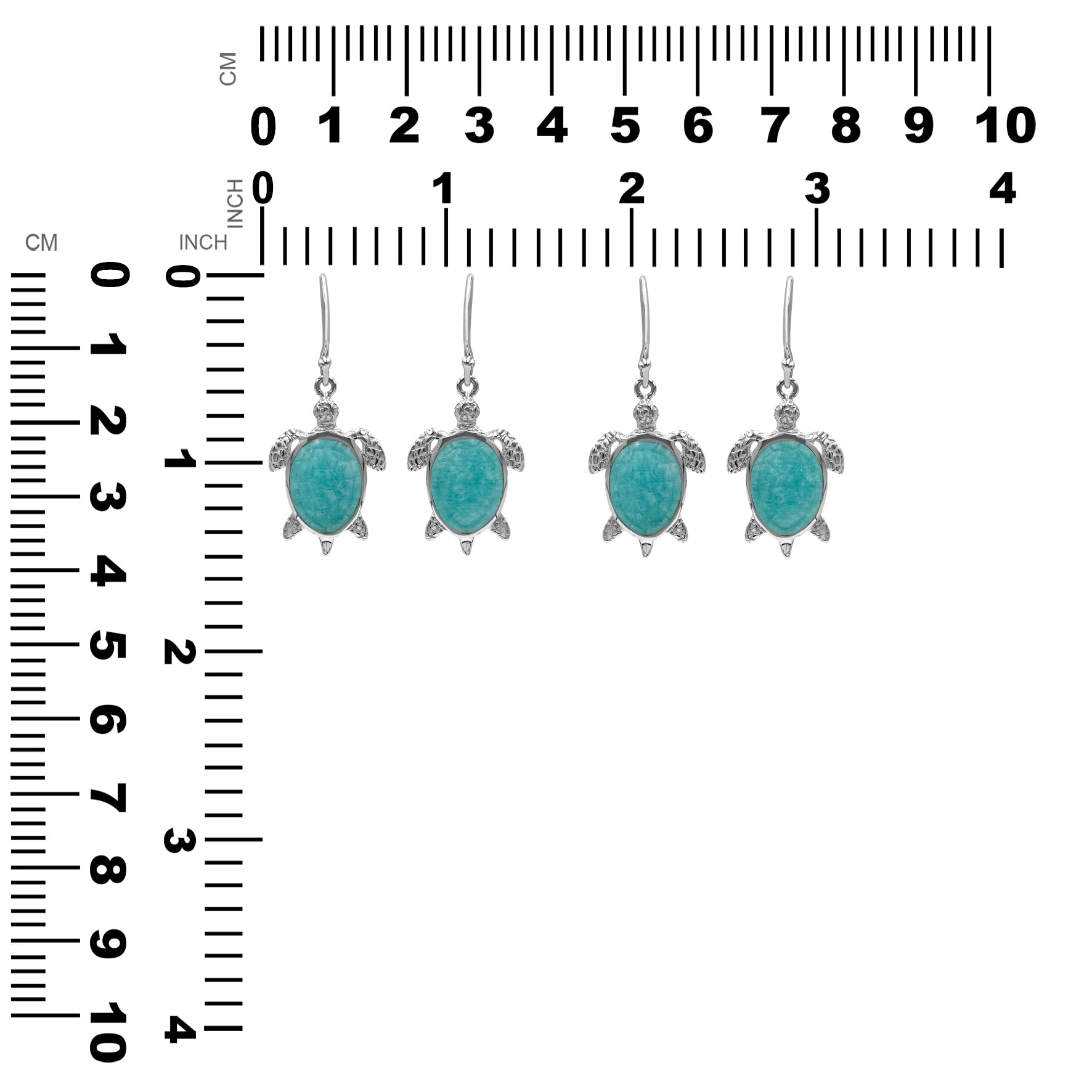 Starborn Handcarved Amazonite Turtle Earring in Sterling Silver