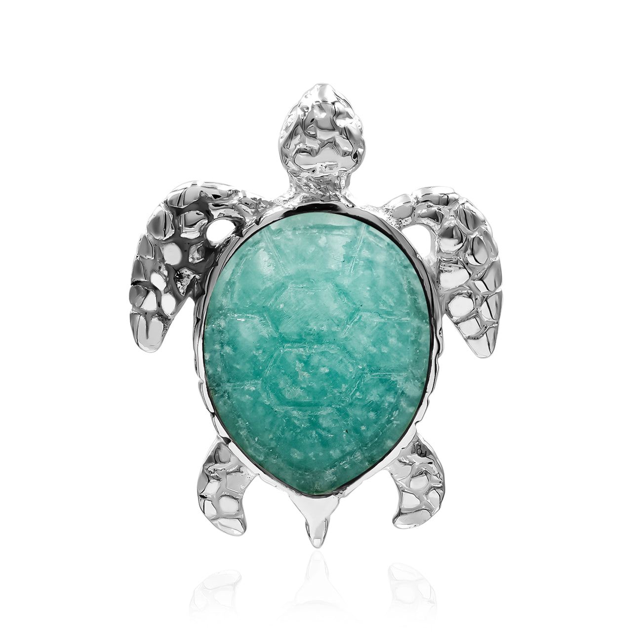 Starborn Carved Sea Turtle Pendant in Fine Sterling Silver