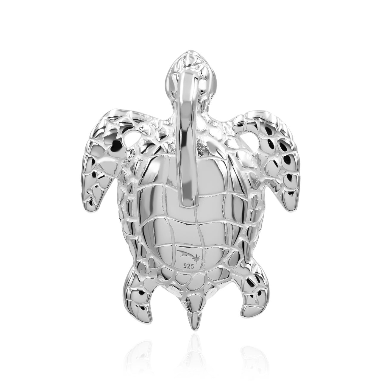 Starborn Carved Sea Turtle Pendant in Fine Sterling Silver