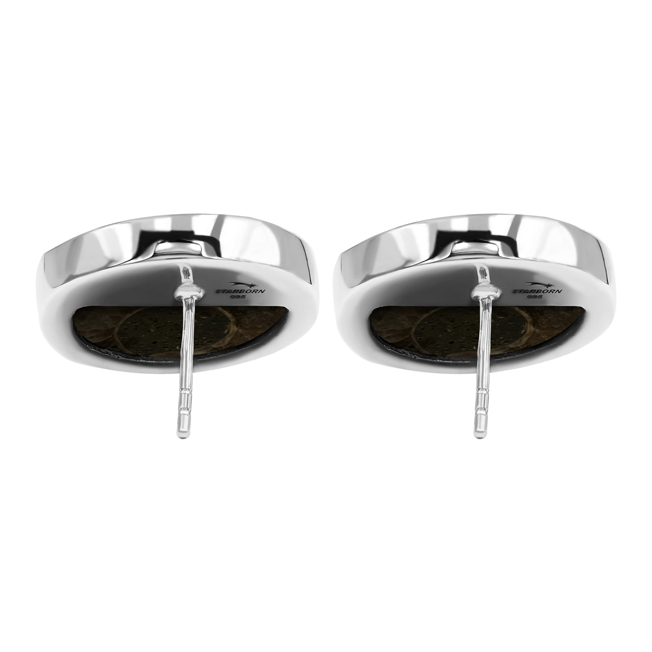 Ammonite with Abalone Shell Inlay Post Style Earrings