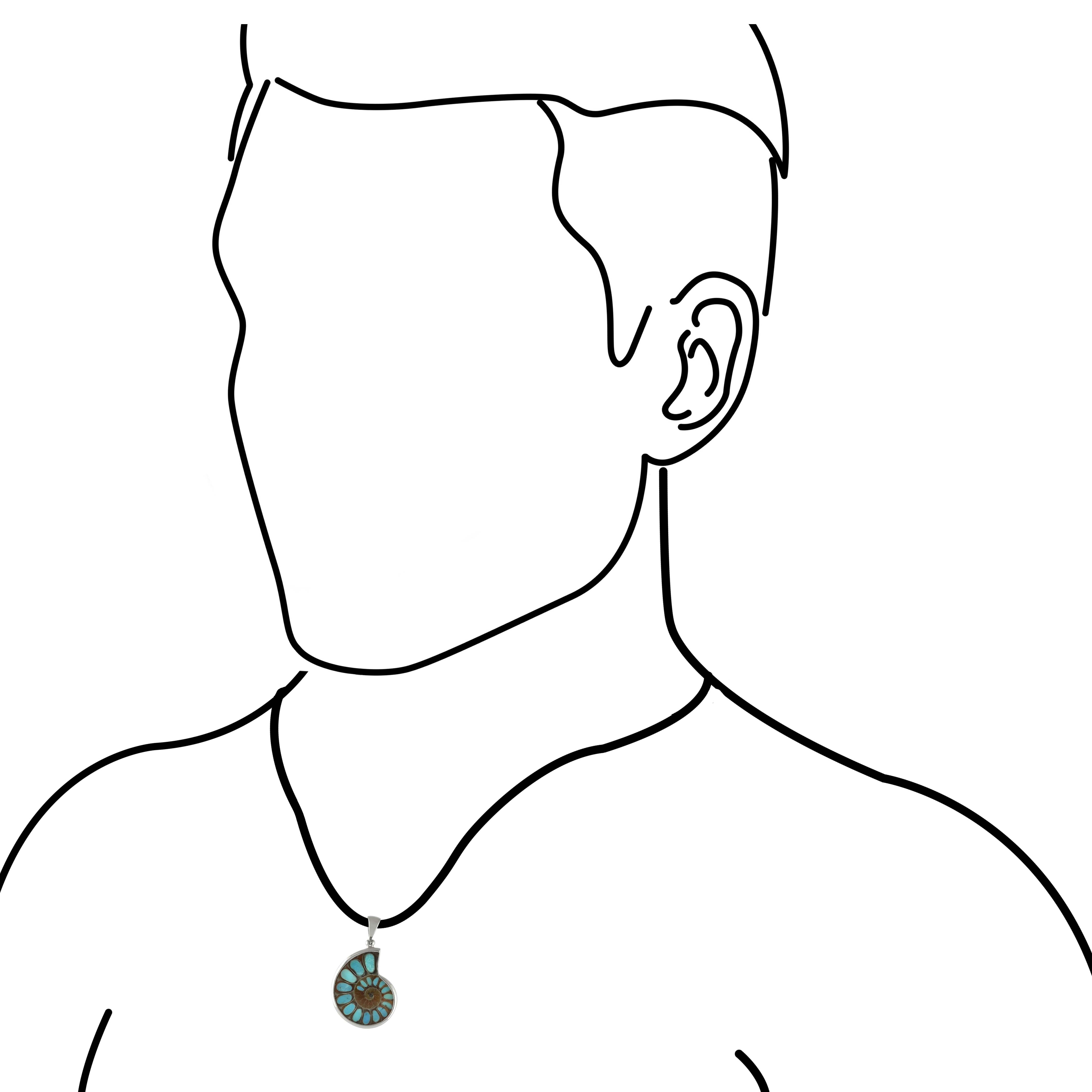 Colgante de amonita Starborn con incrustaciones de turquesa en plata de ley