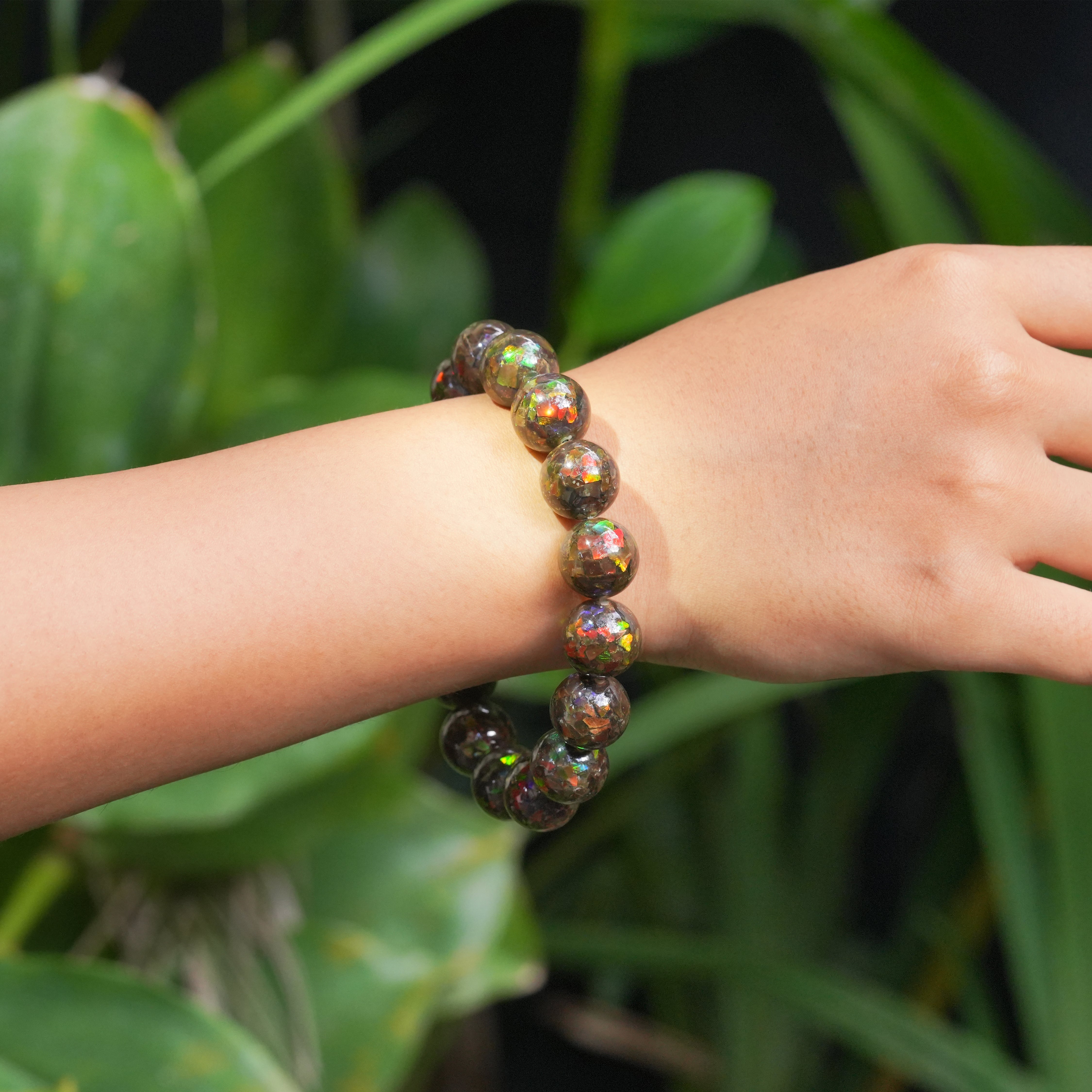 Pulsera Elástica de Ammolita Starborn con Cuentas