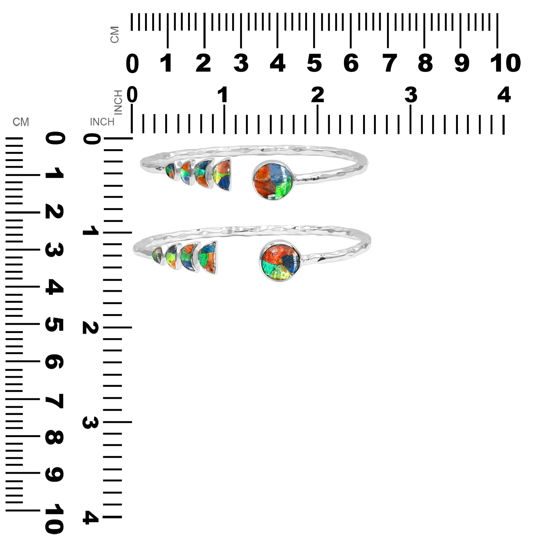 Brazalete abierto Starborn con diseño de piedras preciosas en fase lunar en plata de ley