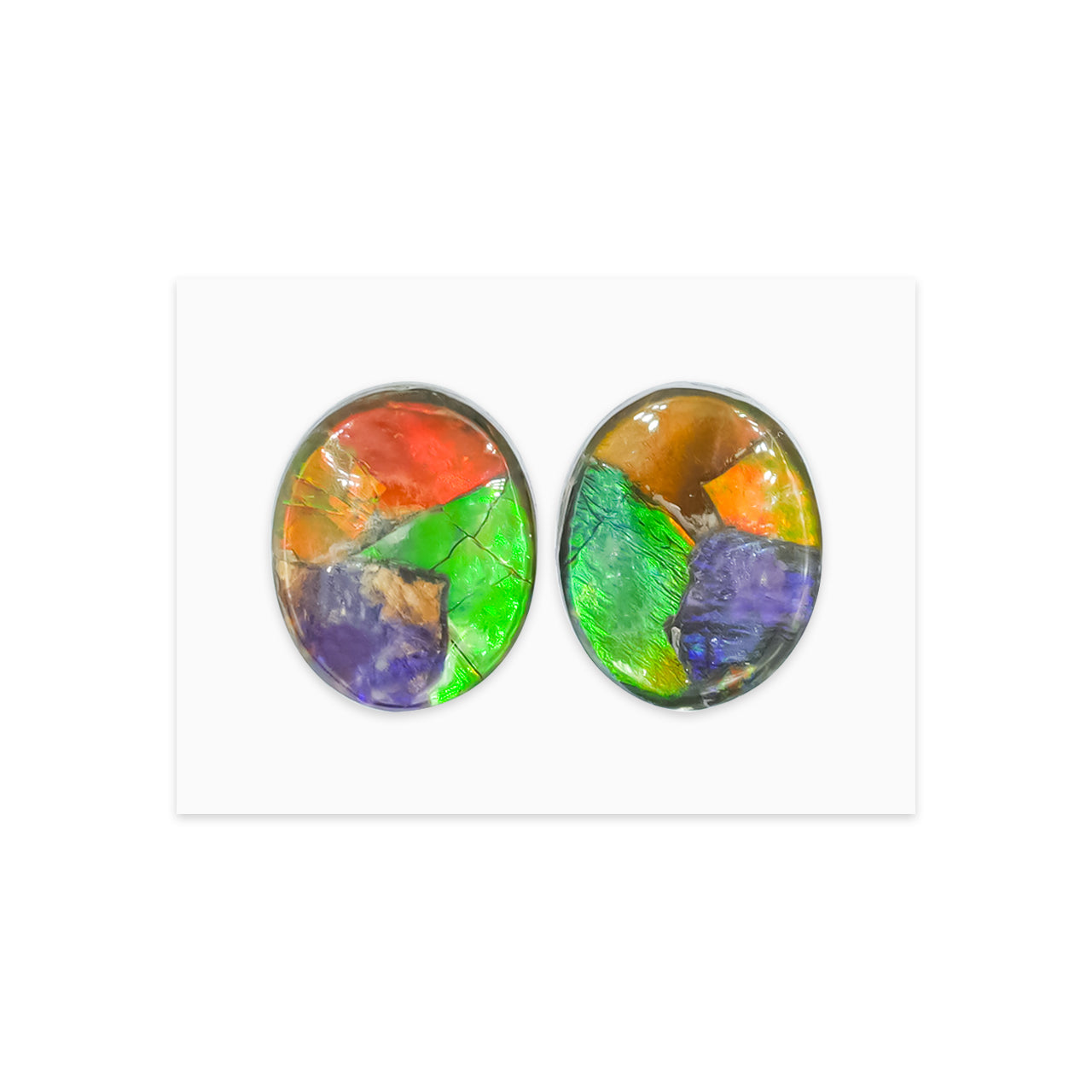 Starborn Multicolored Ammolite Oval Cabochons (1 Pair)