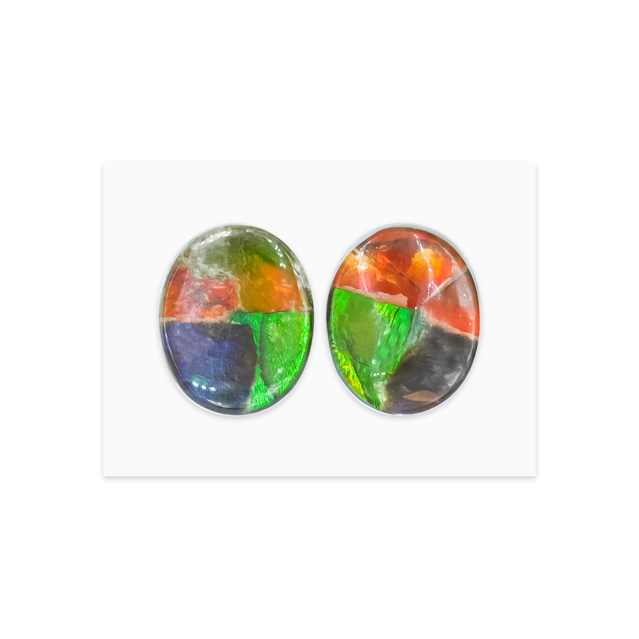 Starborn Multicolored Ammolite Oval Cabochons (1 Pair)