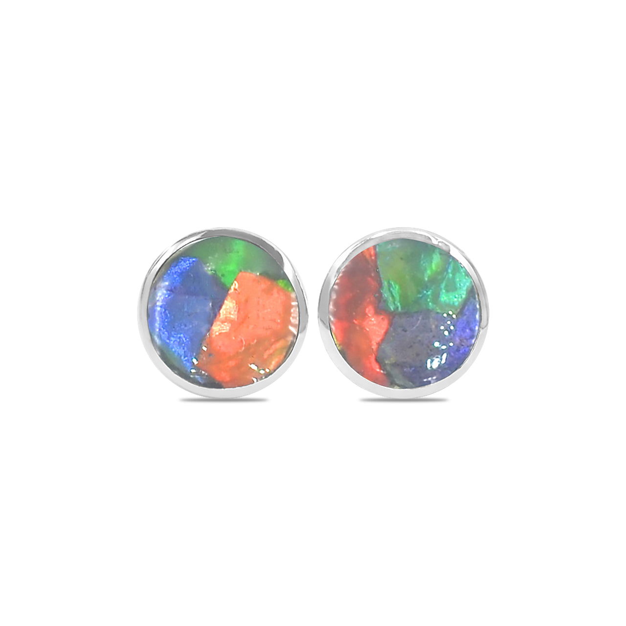 Starborn Gemstone Round 6 mm Post Earrings in Sterling Silver