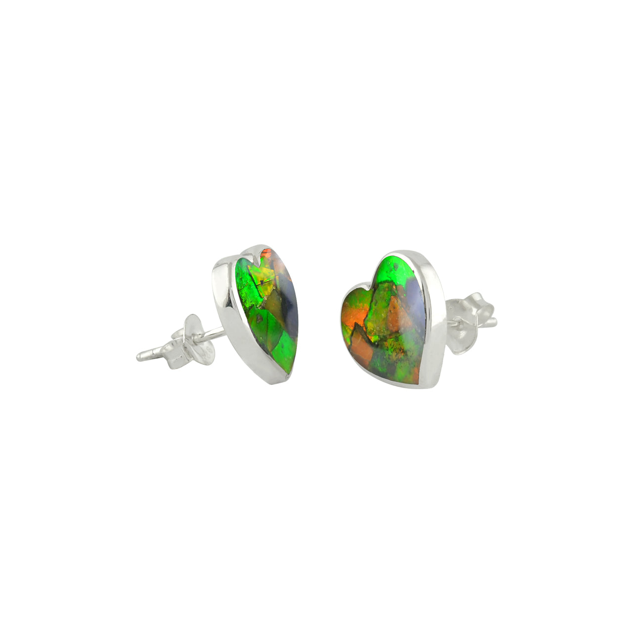 Starborn Heart Gemstone Post Style Earrings in Sterling Silver