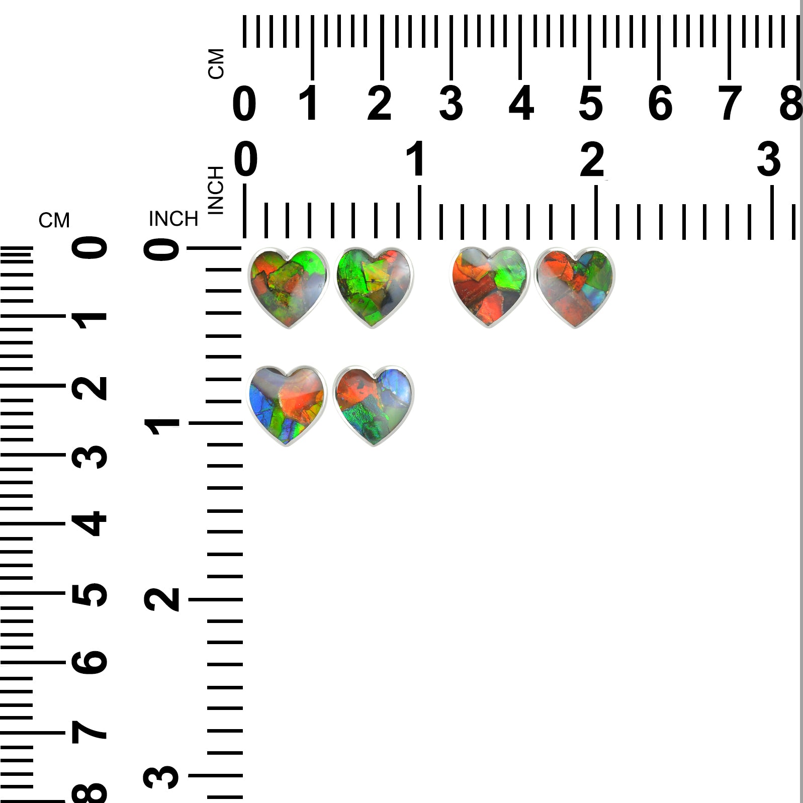 Starborn Heart Ammolite Post Style Earrings in Sterling Silver