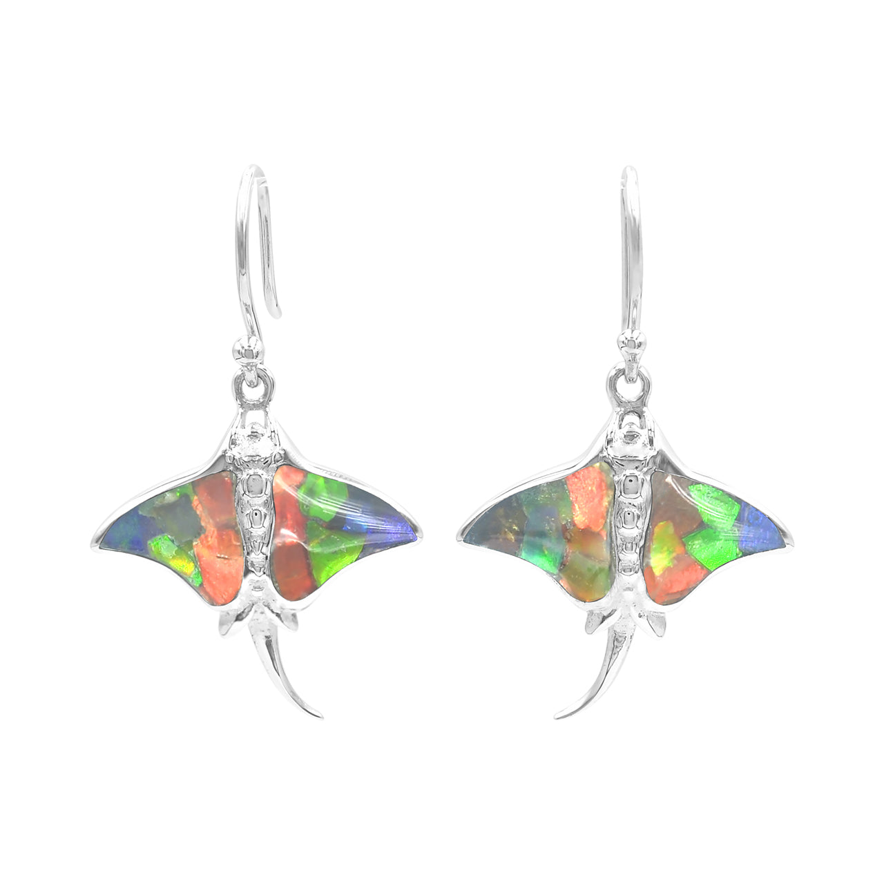 Pendientes de mantarraya con piedras preciosas de Starborn en plata de ley