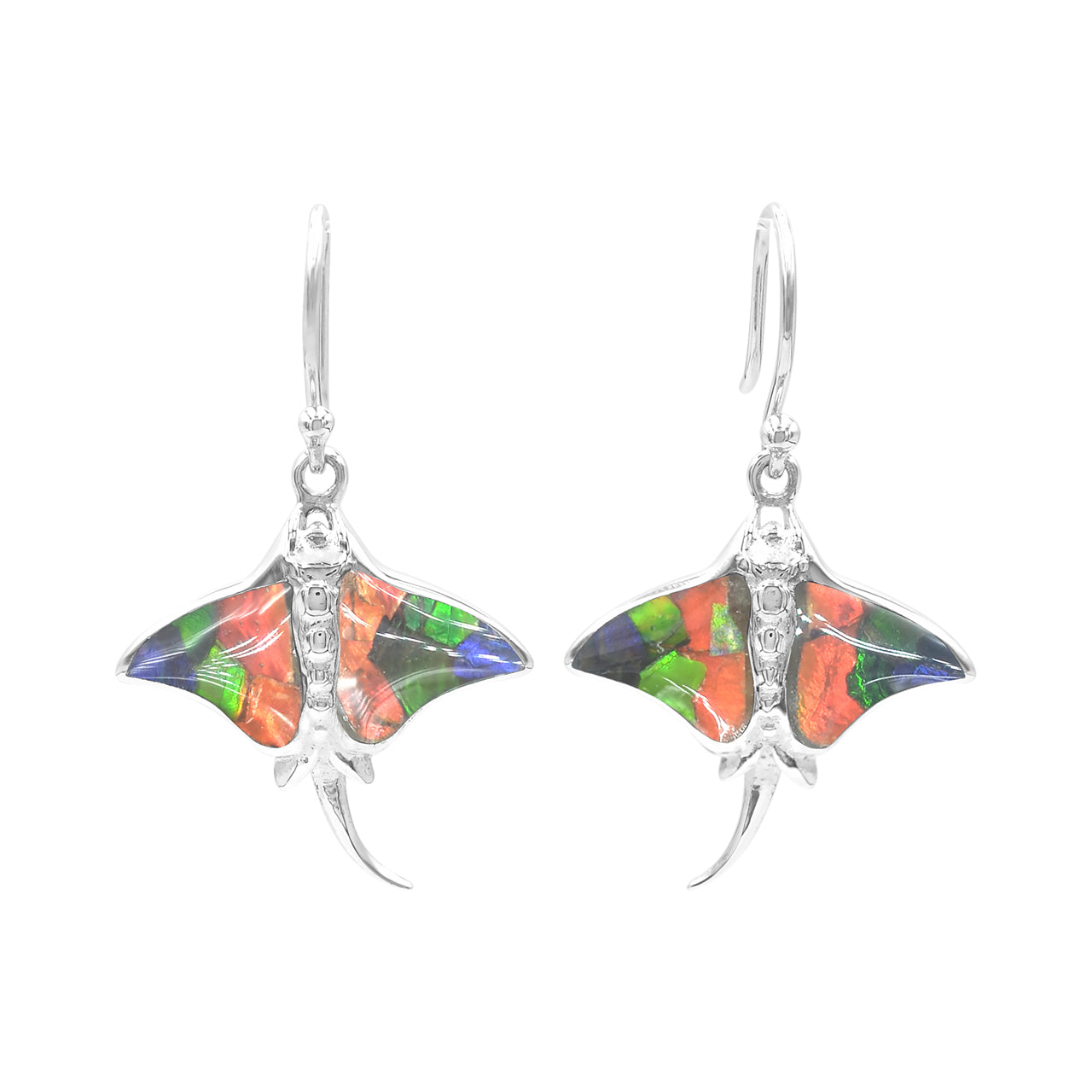 Pendientes de mantarraya con piedras preciosas de Starborn en plata de ley