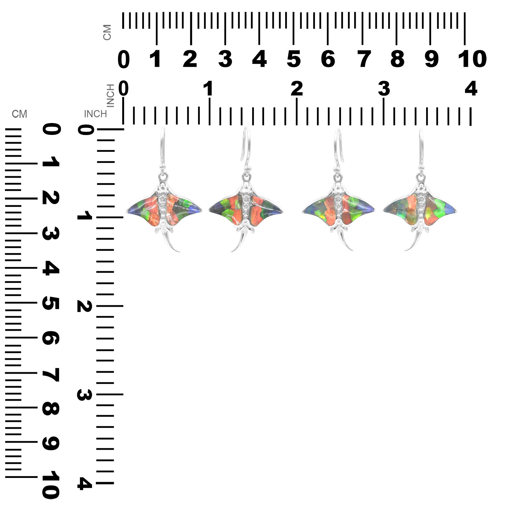 Pendientes de mantarraya con piedras preciosas de Starborn en plata de ley