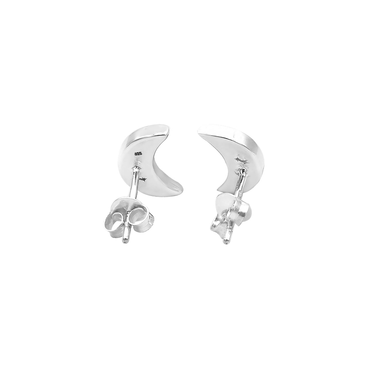 Aretes estilo poste con forma de luna creciente de Starborn en plata de ley