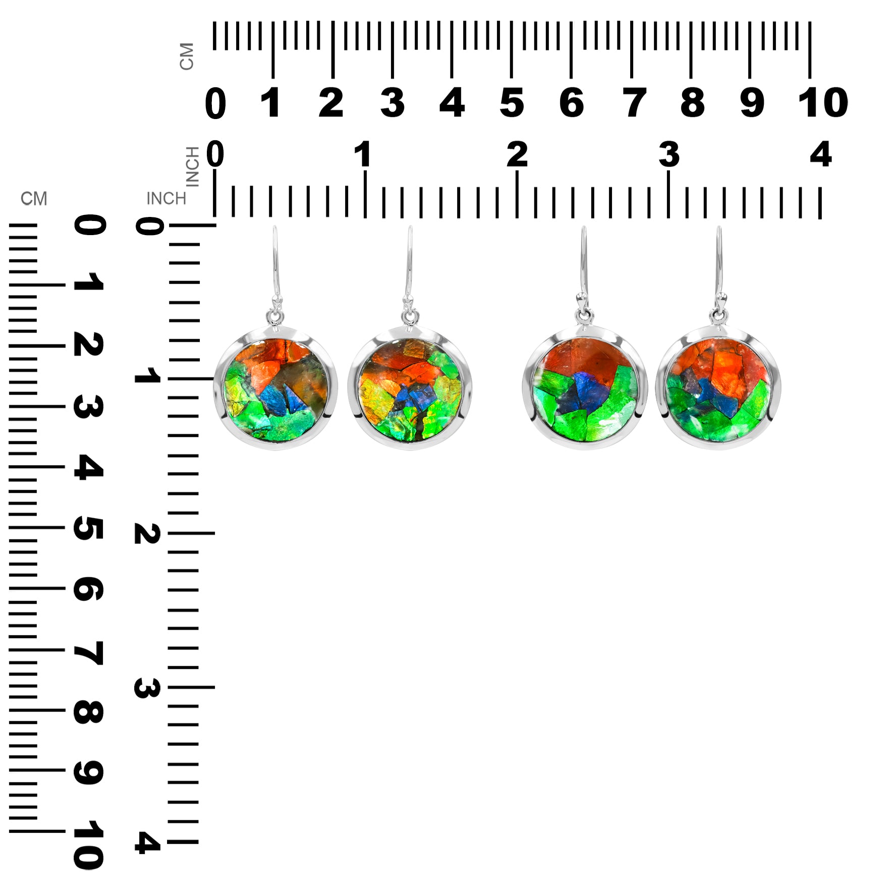 Starborn Round 15mm Ammolite Medallion Style Earring in Sterling Silver - Small