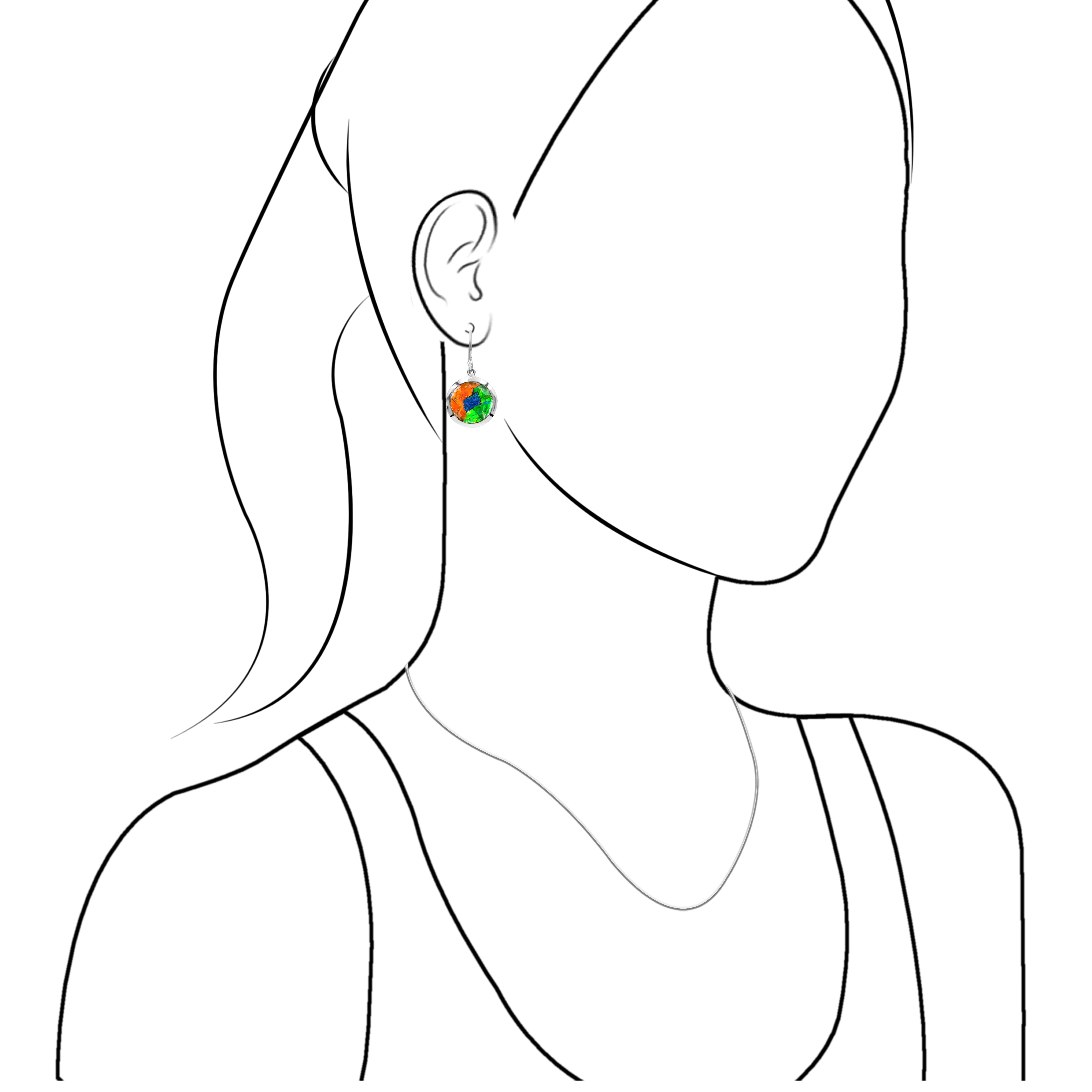 Pendiente estilo medallón con piedras preciosas redondas de 18 mm Starborn en plata de ley - Mediano