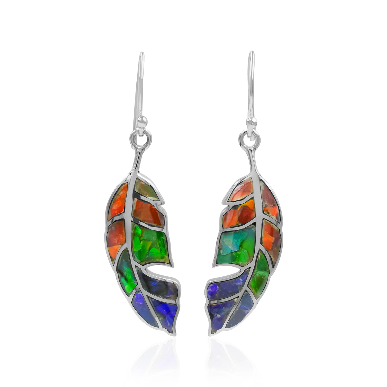 Starborn Feather Earring with Beautiful Gemstones in Sterling Silver