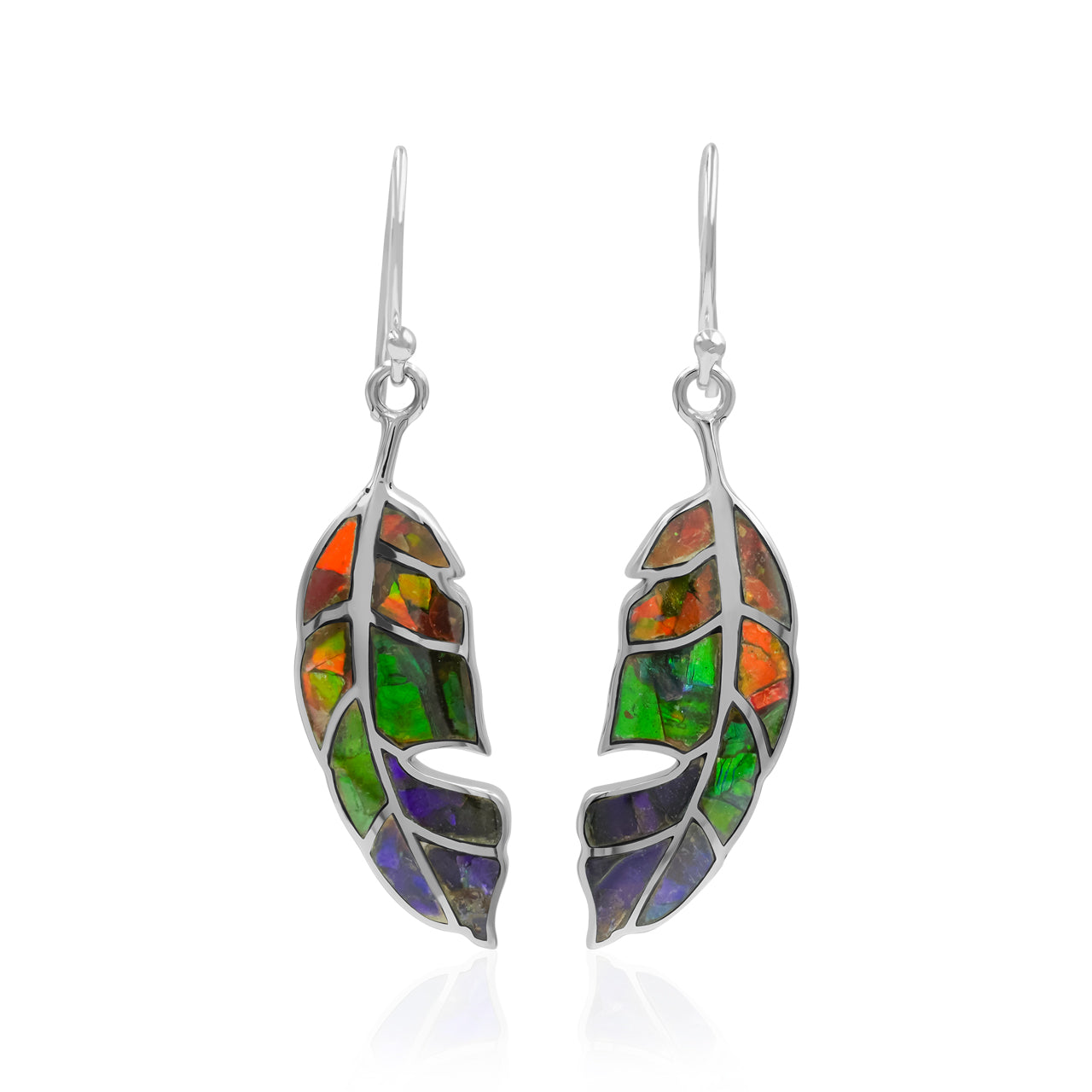 Starborn Feather Earring with Beautiful Gemstones in Sterling Silver