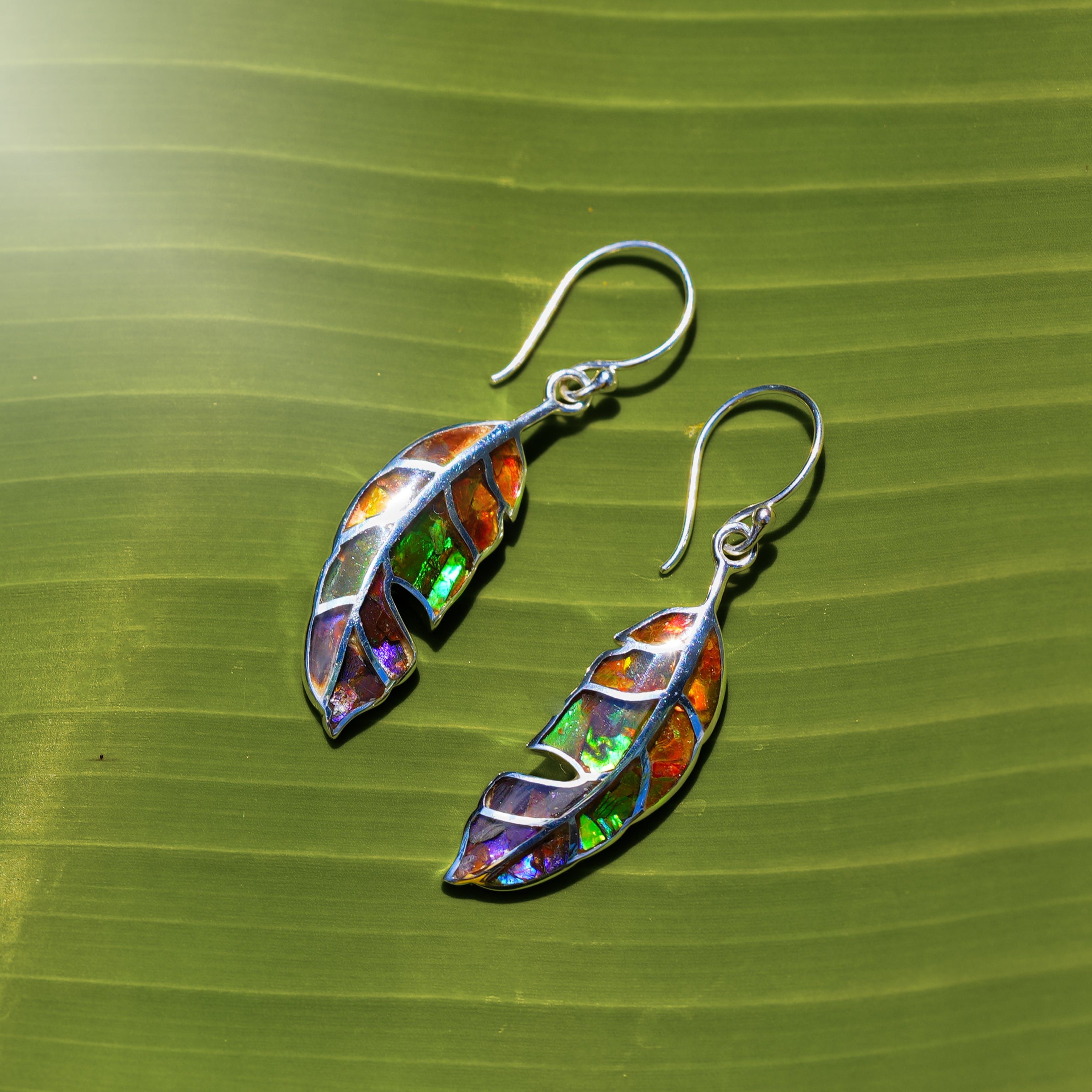 Starborn Feather Earring with Beautiful Gemstones in Sterling Silver