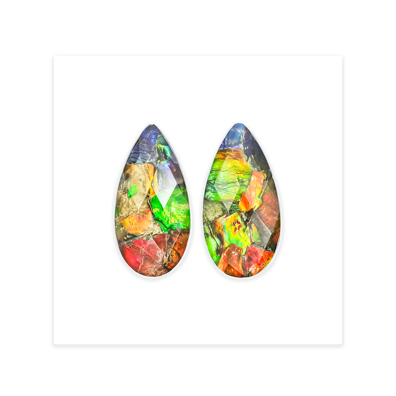 Faceted Ammolite Pear Doublet 20 x 10 mm