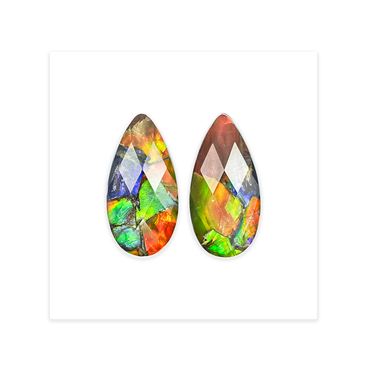 Faceted Ammolite Pear Doublet 20 x 10 mm