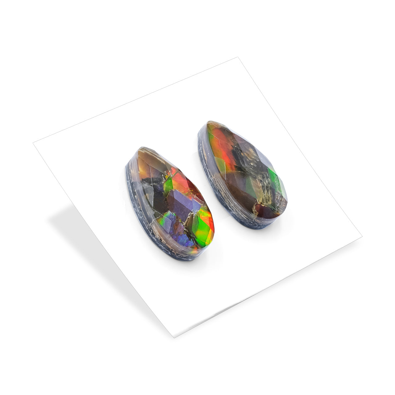 Faceted Ammolite Pear Doublet 20 x 10 mm