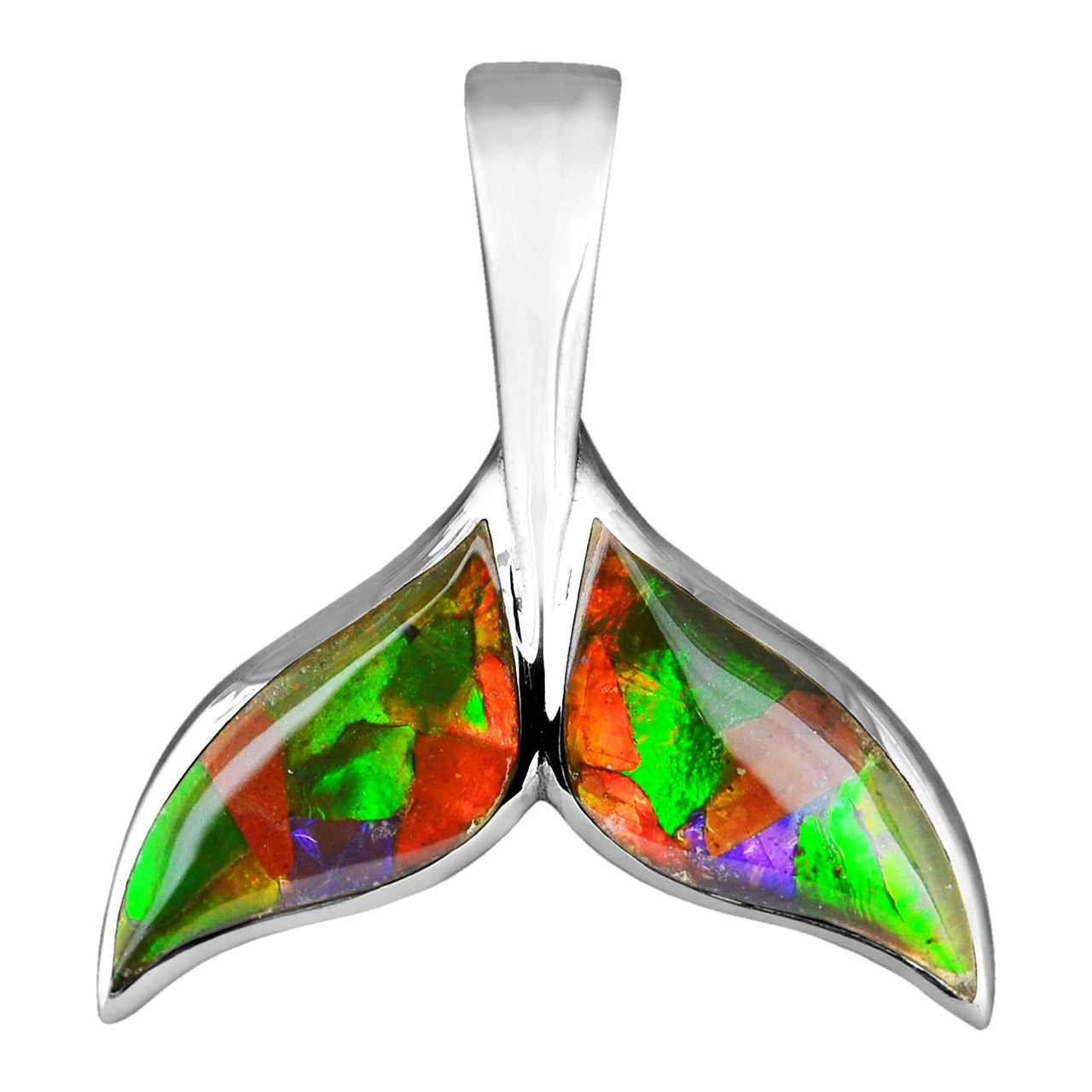 Starborn Ammolite Sterling Silver Whale Tail Pendant