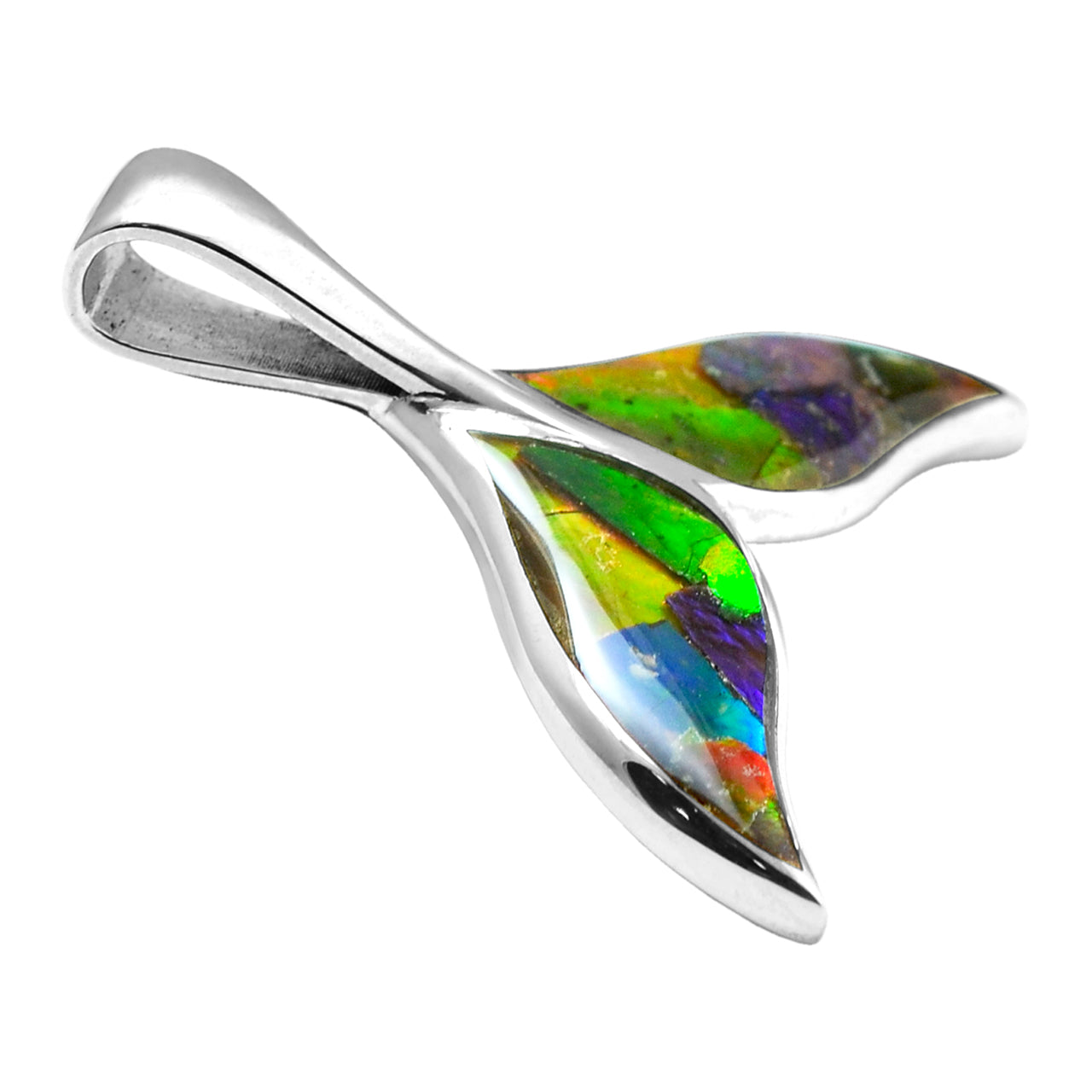 Starborn Ammolite Sterling Silver Whale Tail Pendant