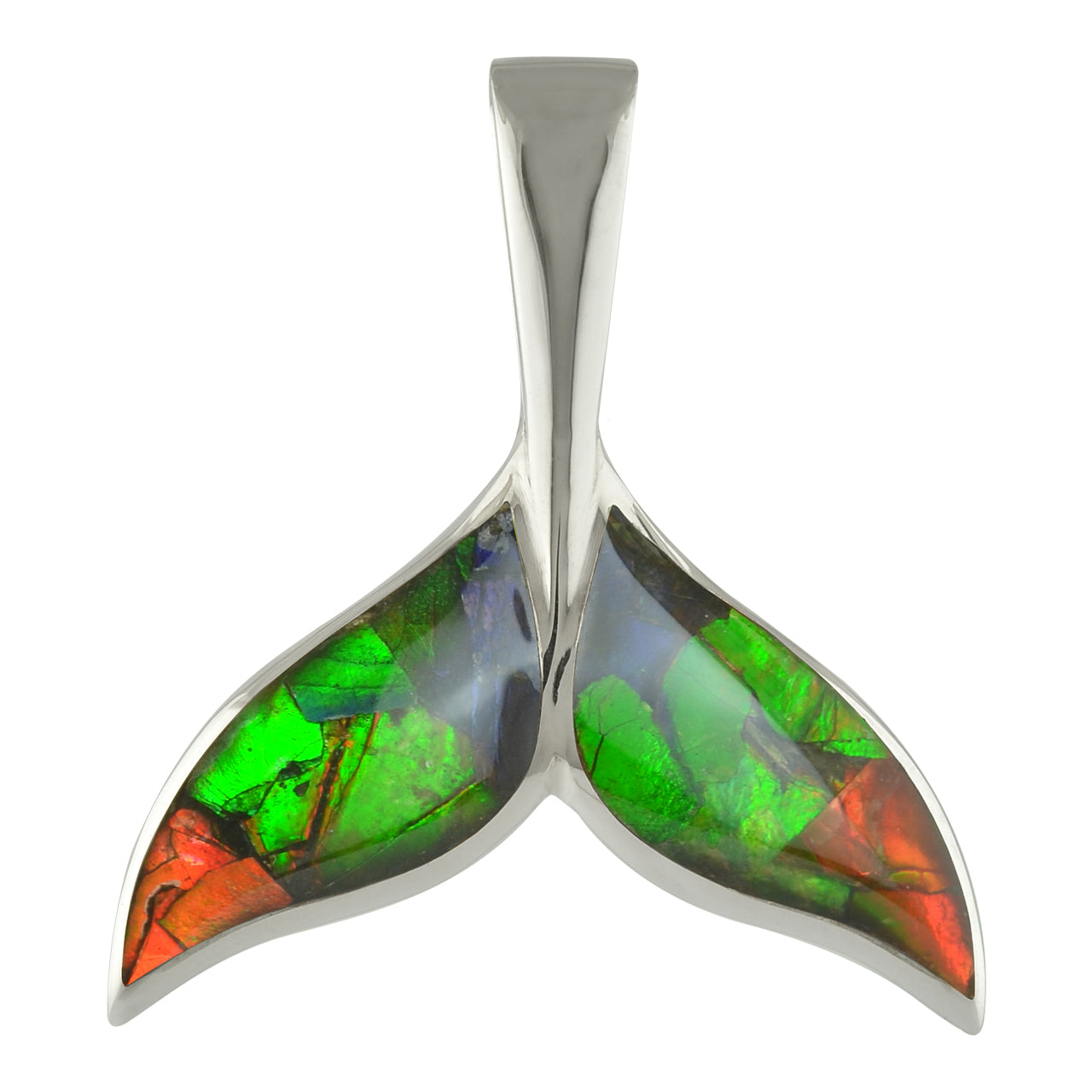 Starborn Ammolite Sterling Silver Whale Tail Pendant