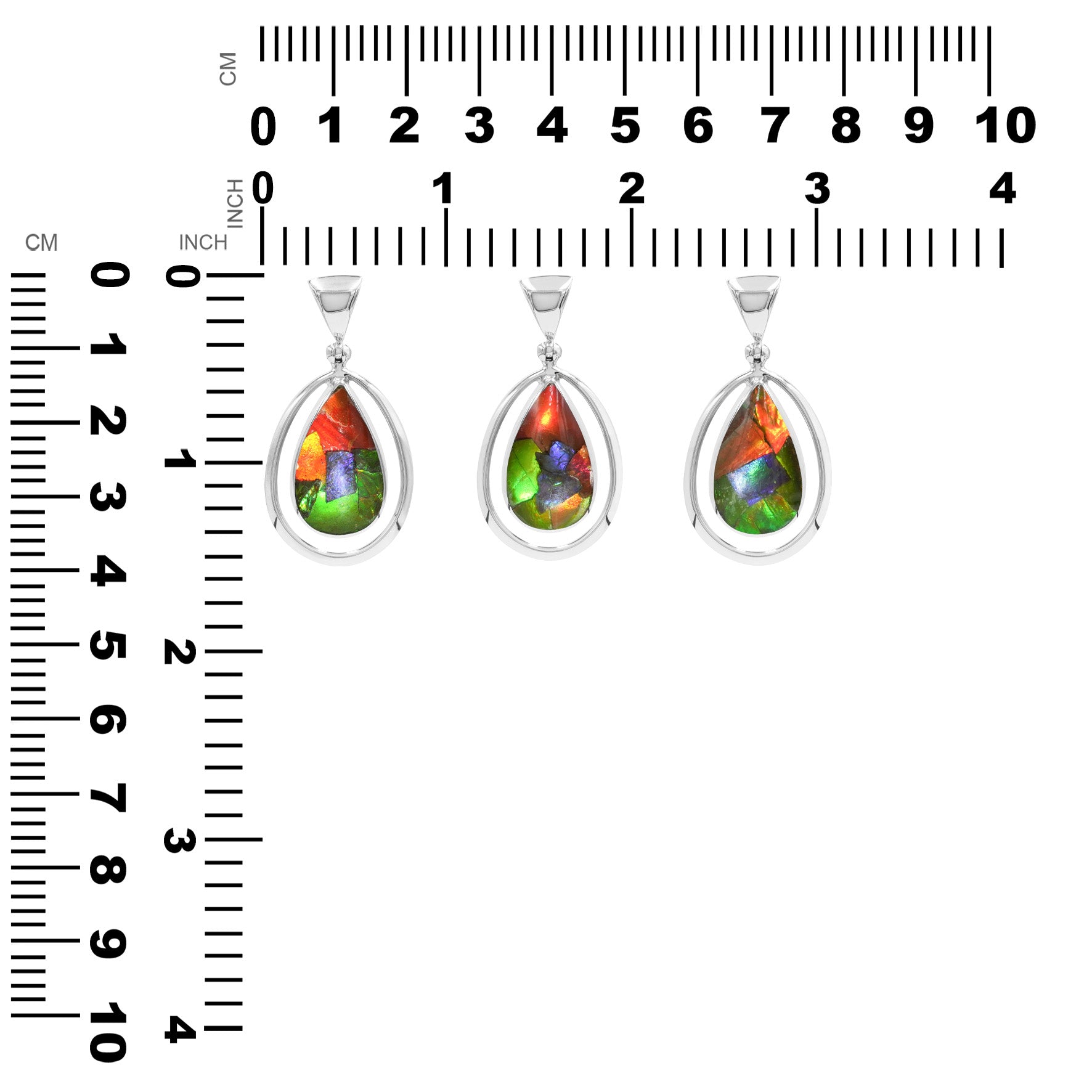 Starborn Ammolite Birnenanhänger mit Rahmen in Sterling Silber