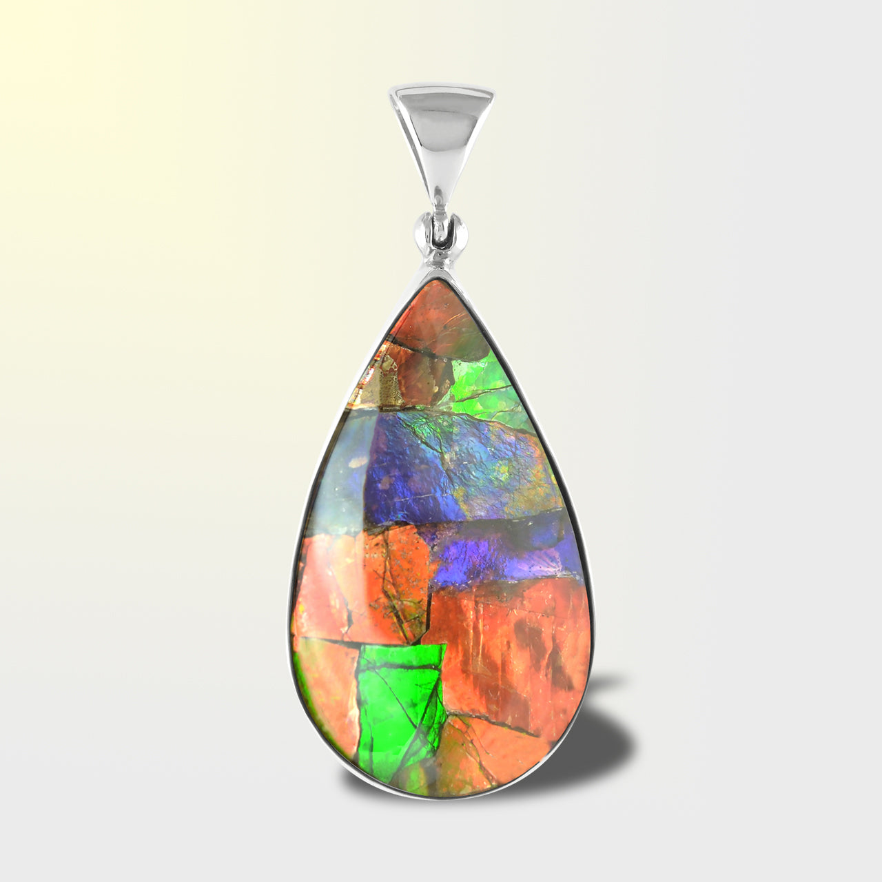 Starborn Ammolite und Sterling Silber Birnenförmiger Anhänger - Groß