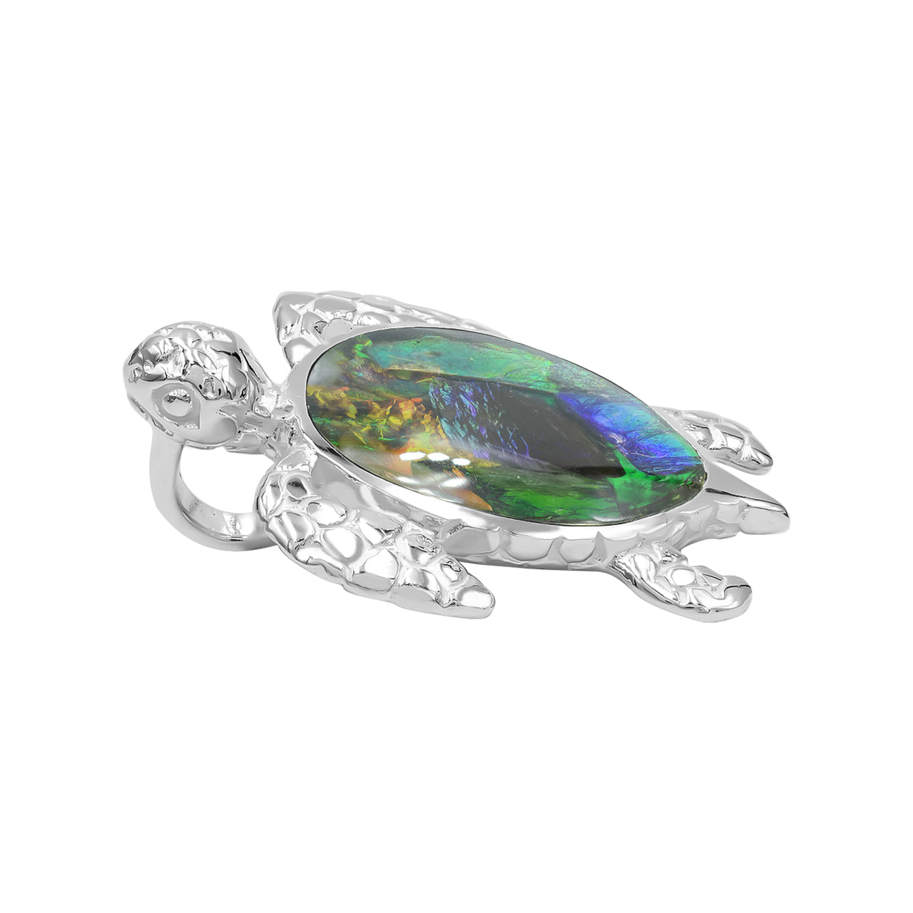 side detail Ammolite turtle pendant