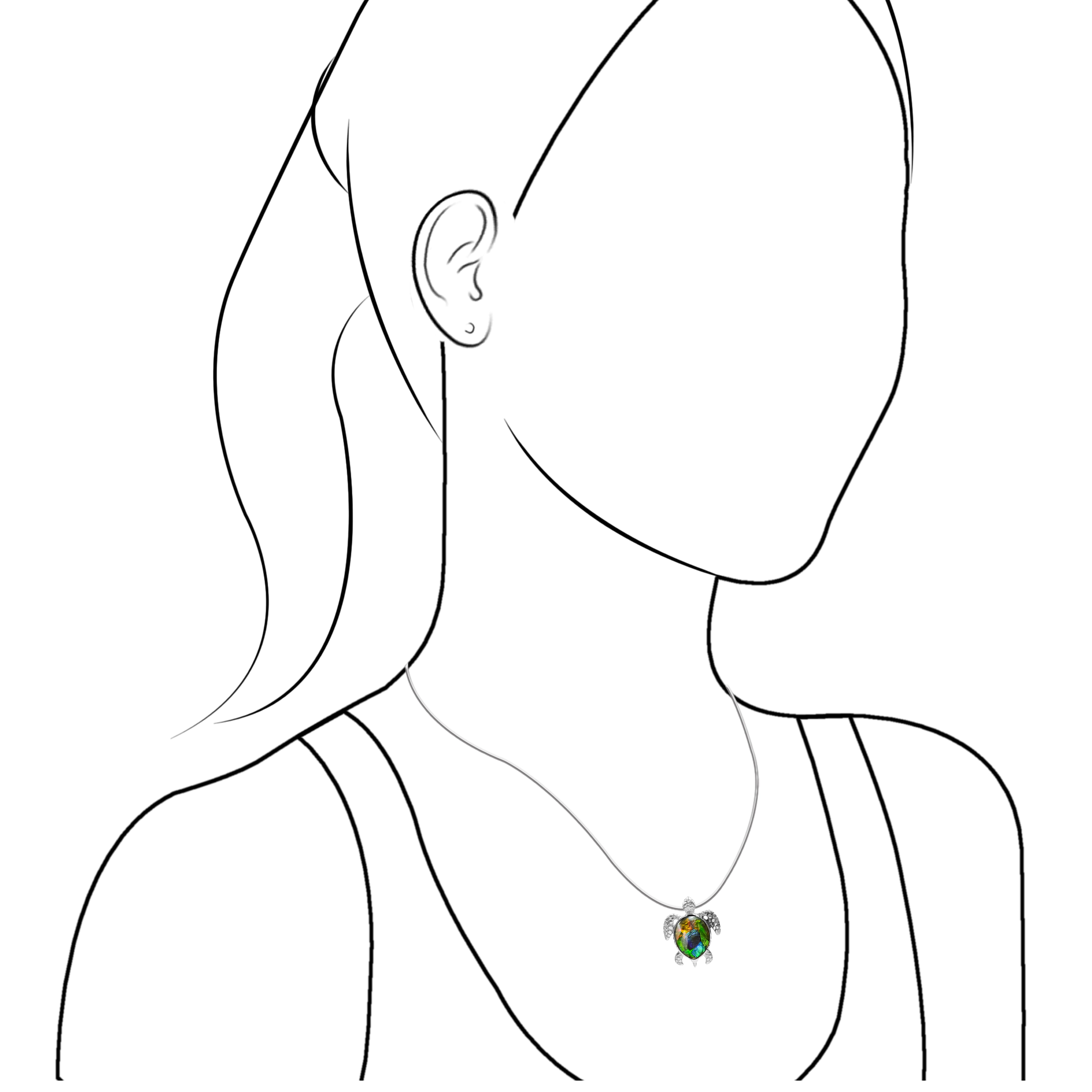 Starborn Ammolite Sea Turtle Pendant in Sterling Silver