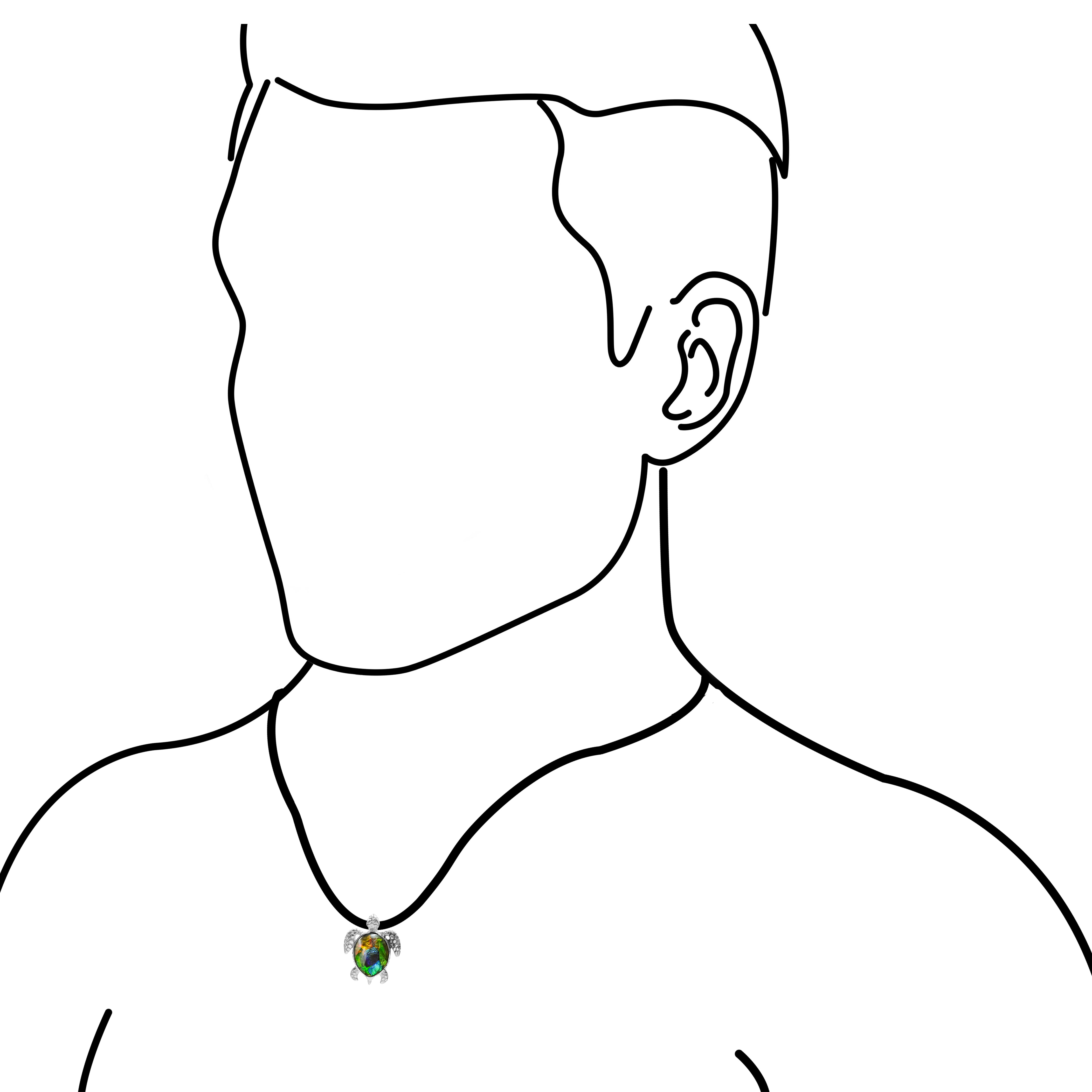 Starborn Ammolite Sea Turtle Pendant in Sterling Silver