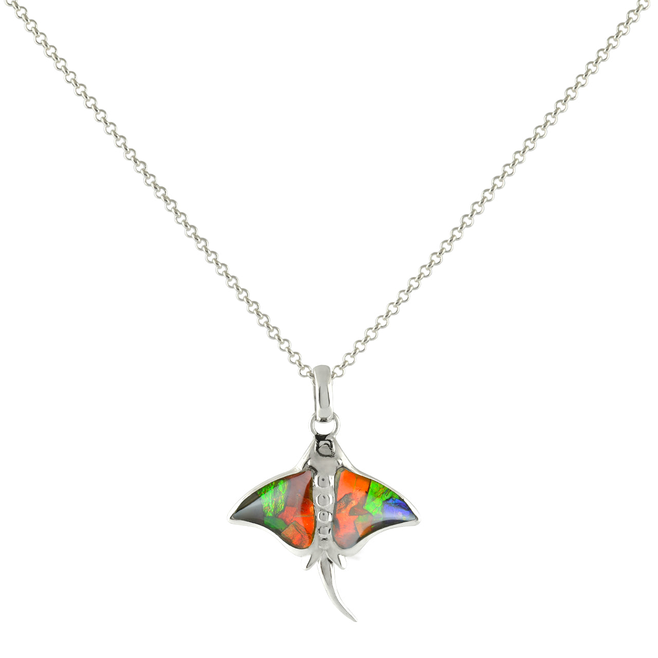 Starborn Manta Ray Gemstone Pendant in Sterling Silver