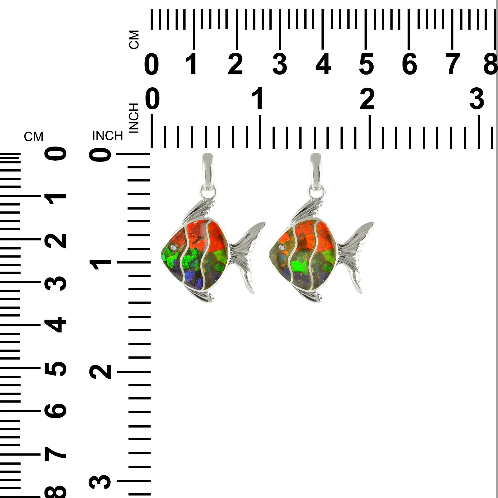 Starborn Ammolite Inlay Fish Pendant in Sterling Silver