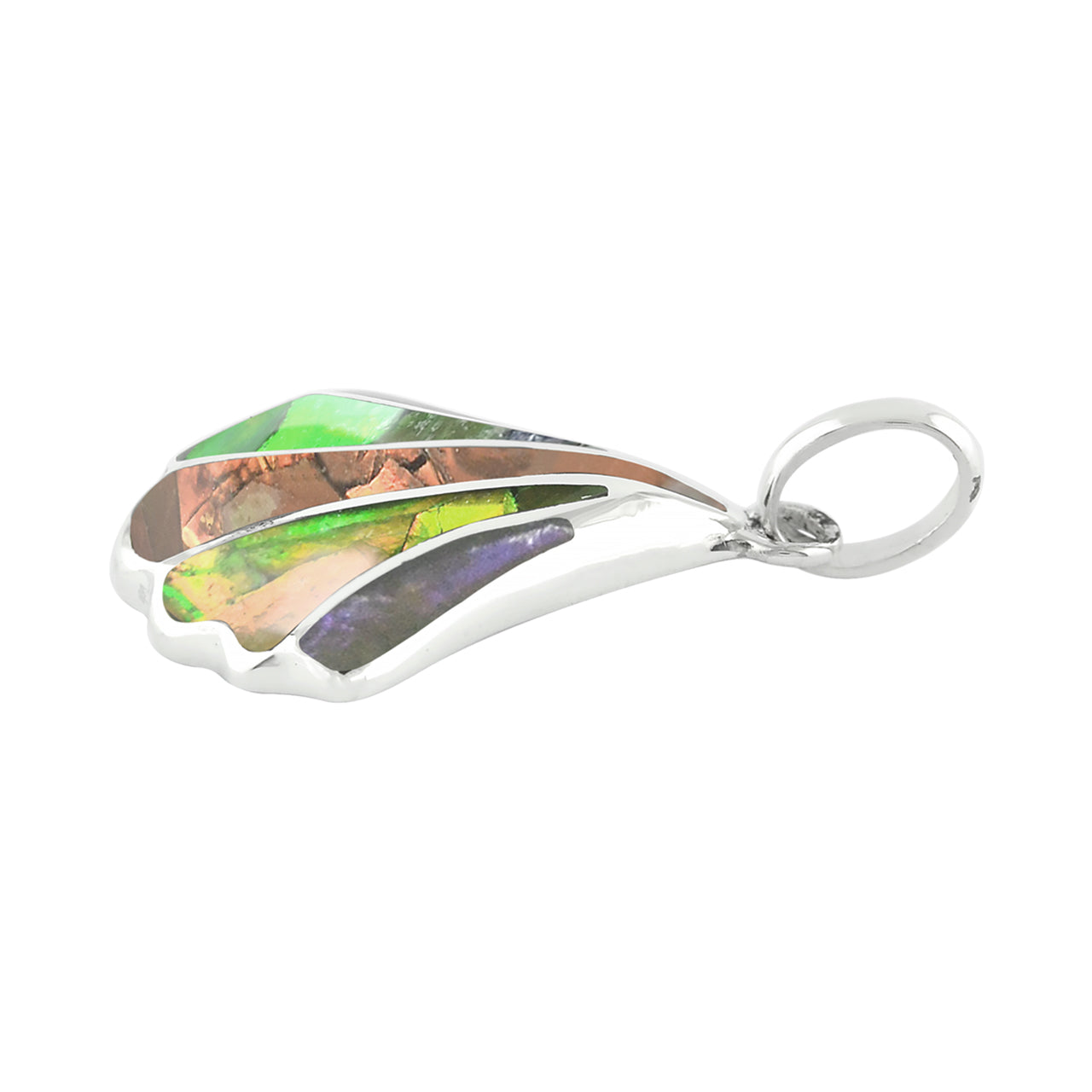Starborn Beautiful Ammolite Inlay Seashell Pendant in Sterling Silver