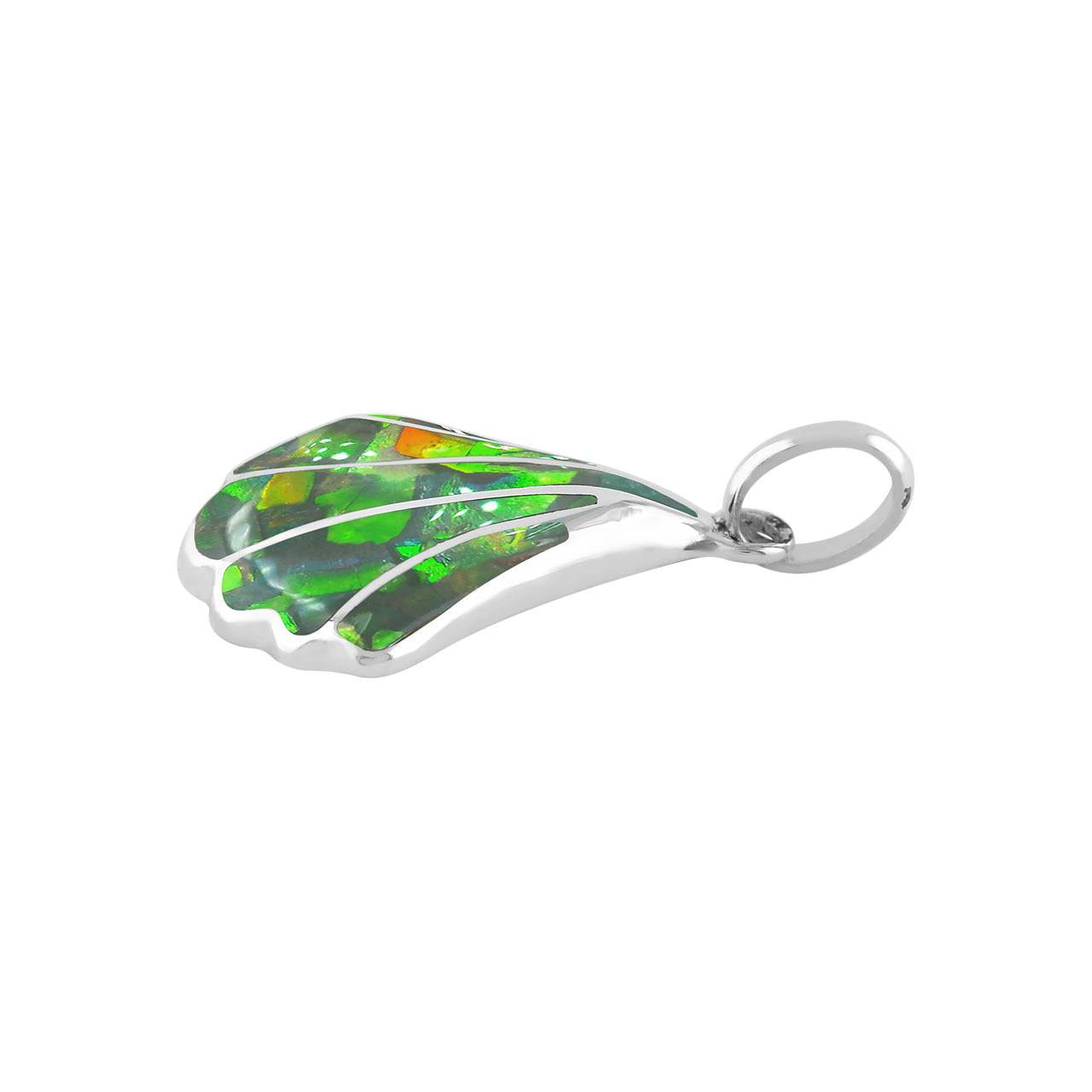 Starborn Beautiful Ammolite Inlay Seashell Pendant in Sterling Silver