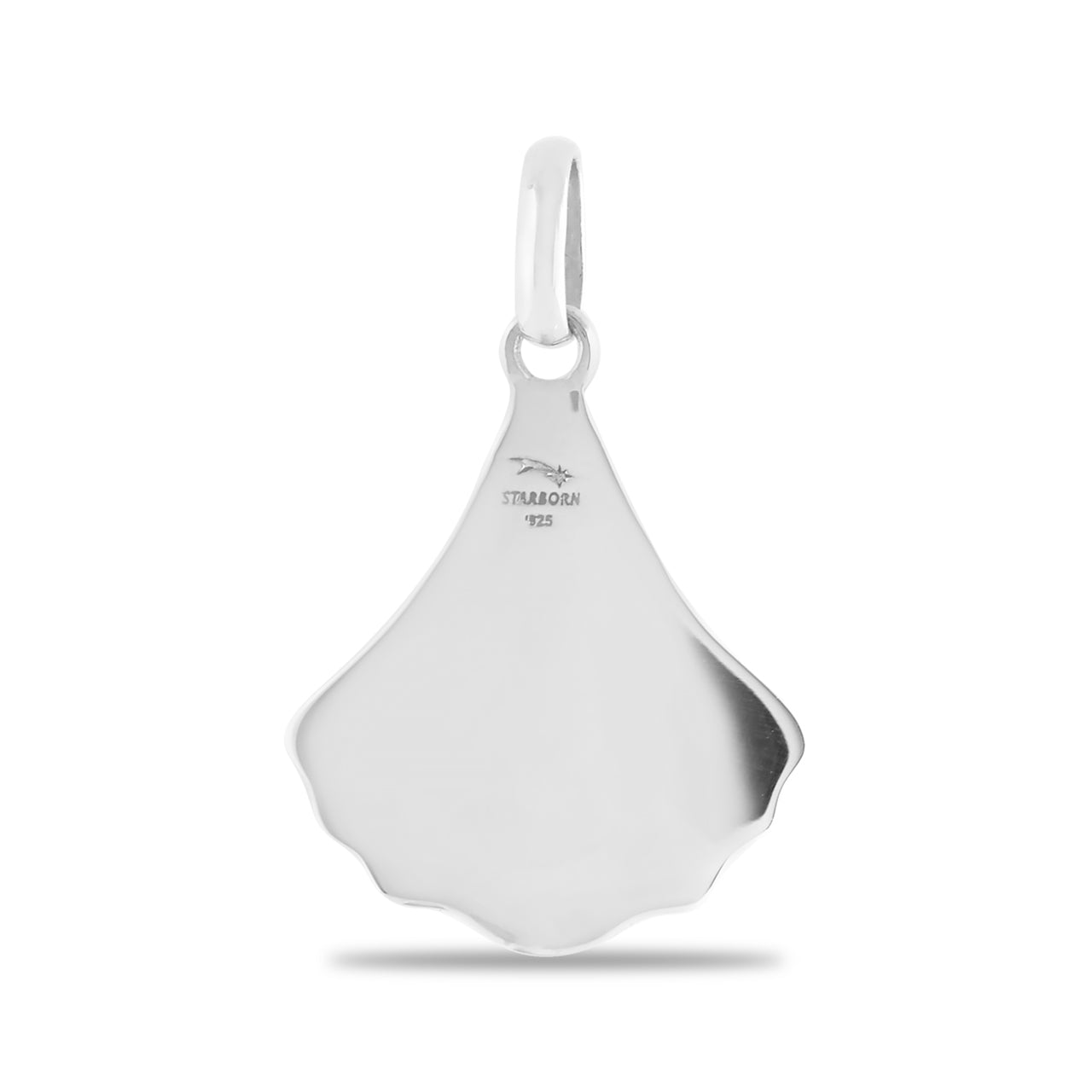 Hermoso colgante de concha de mar con incrustaciones de ammolita de Starborn en plata de ley