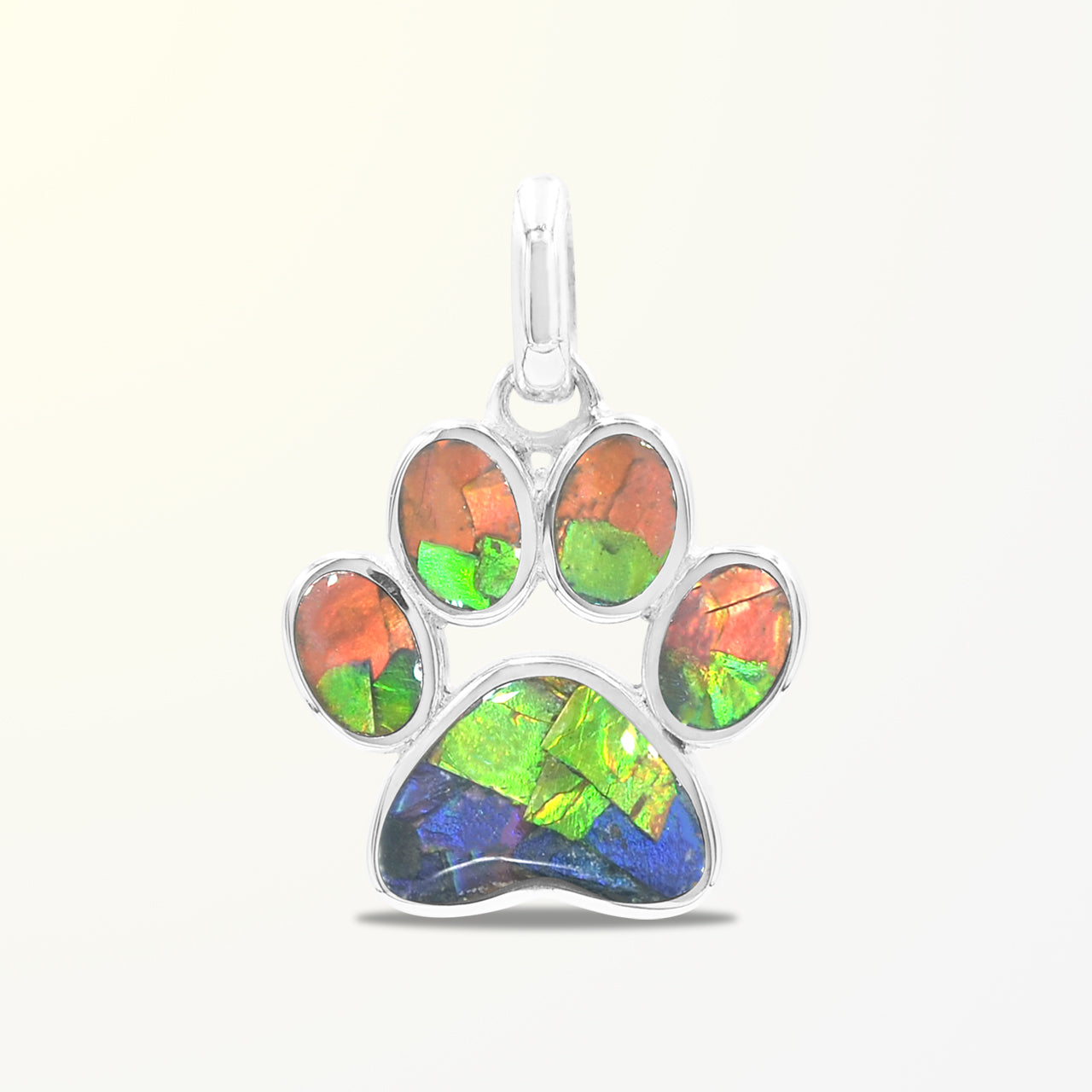 Starborn Gemstone Inlay Paw Print Pendant in Sterling Silver
