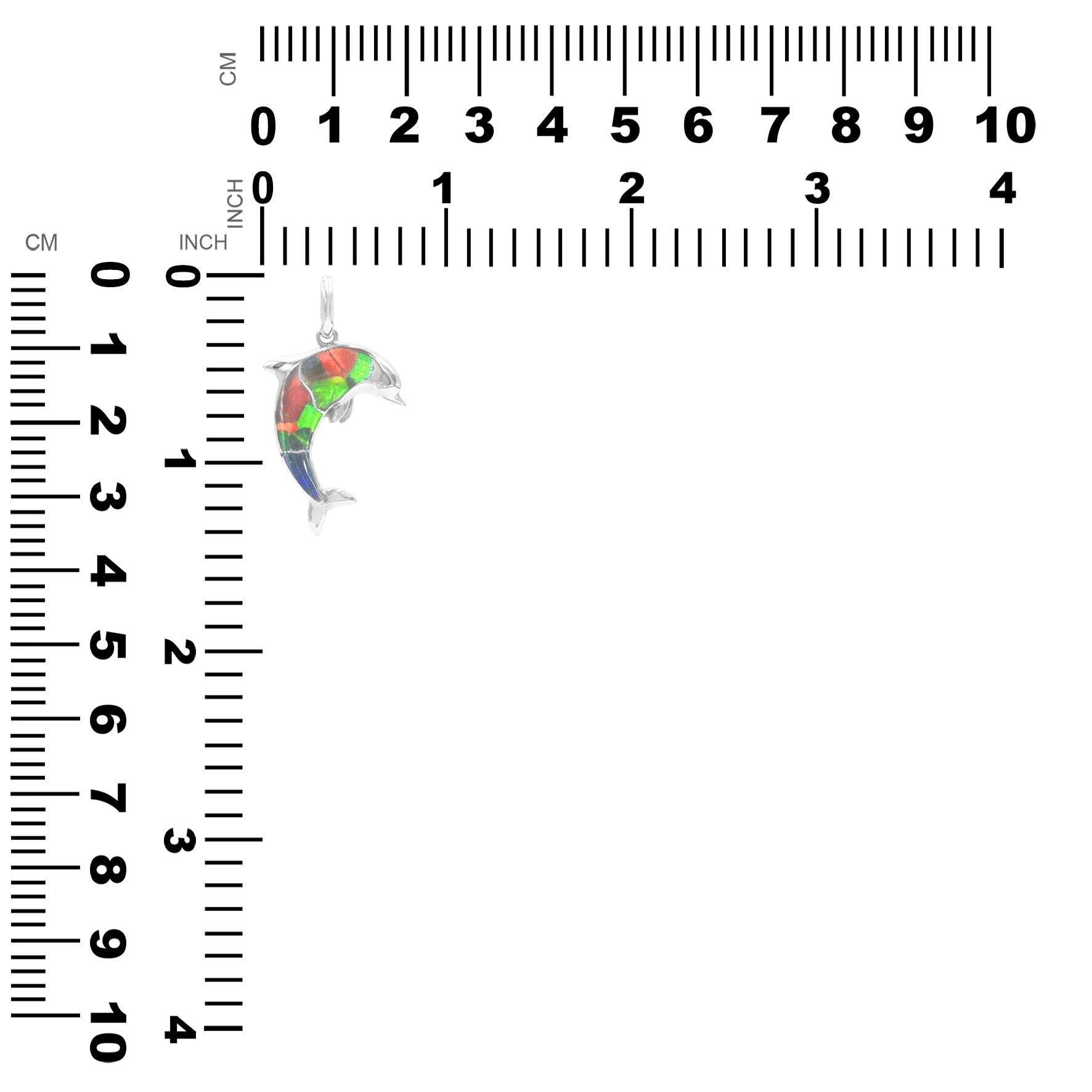 Starborn Gemstone Inlay Dolphin Pendant in Sterling Silver