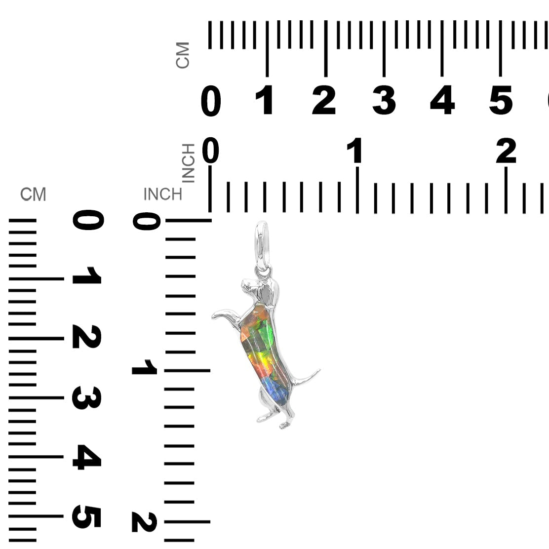 Starborn Dog Silhouette Ammolite Pendant in Sterling Silver
