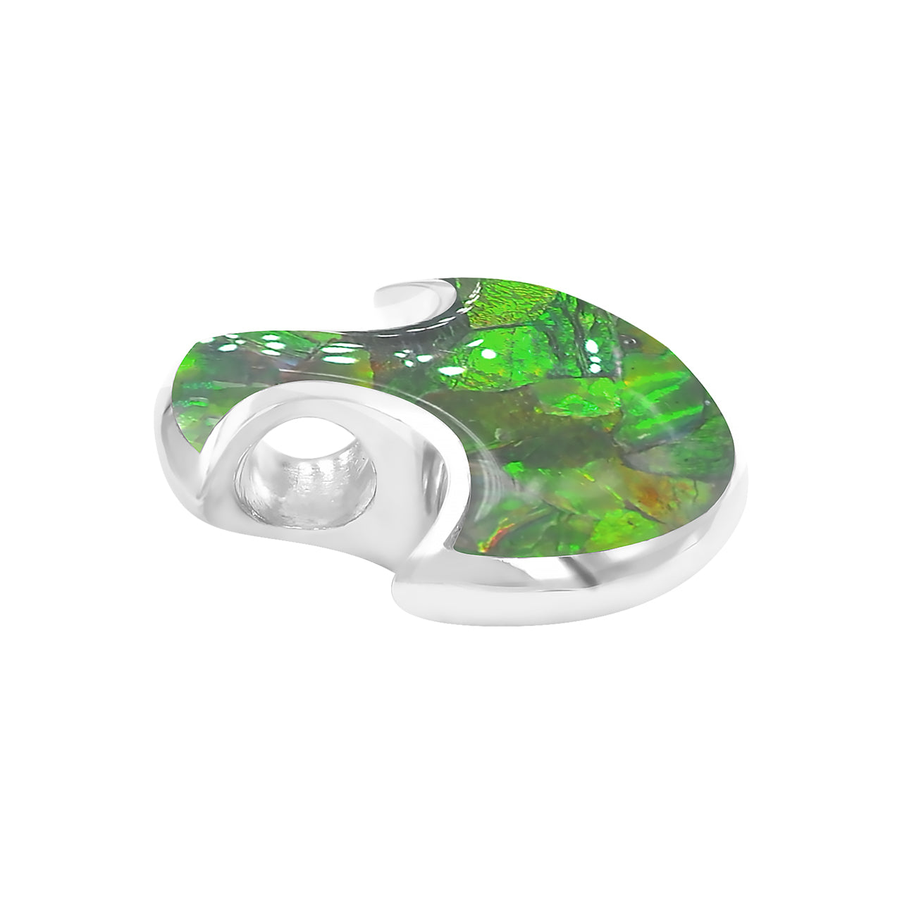 Starborn Ammolite Battle Axe Head Pendant in Sterling Silver