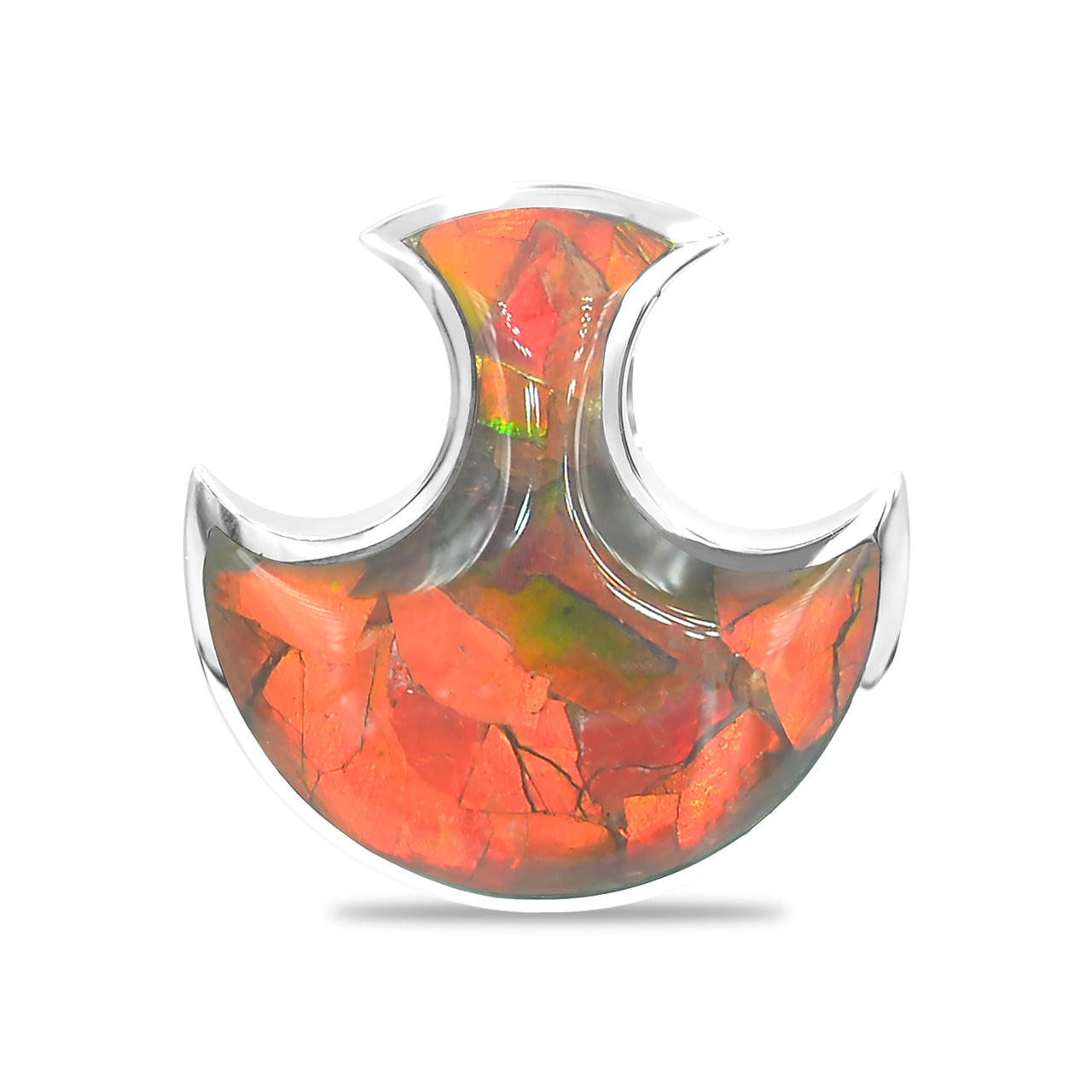 Starborn Ammolite Battle Axe Head Pendant in Sterling Silver