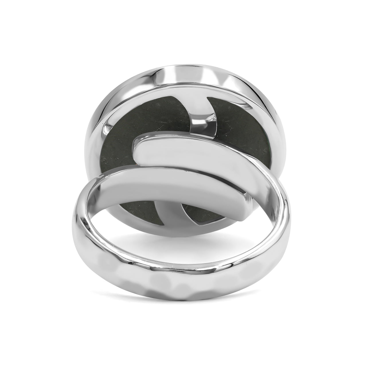 Starborn Colorfull Ammolite Yin & Yang Round Ring in Fine Sterling Silver