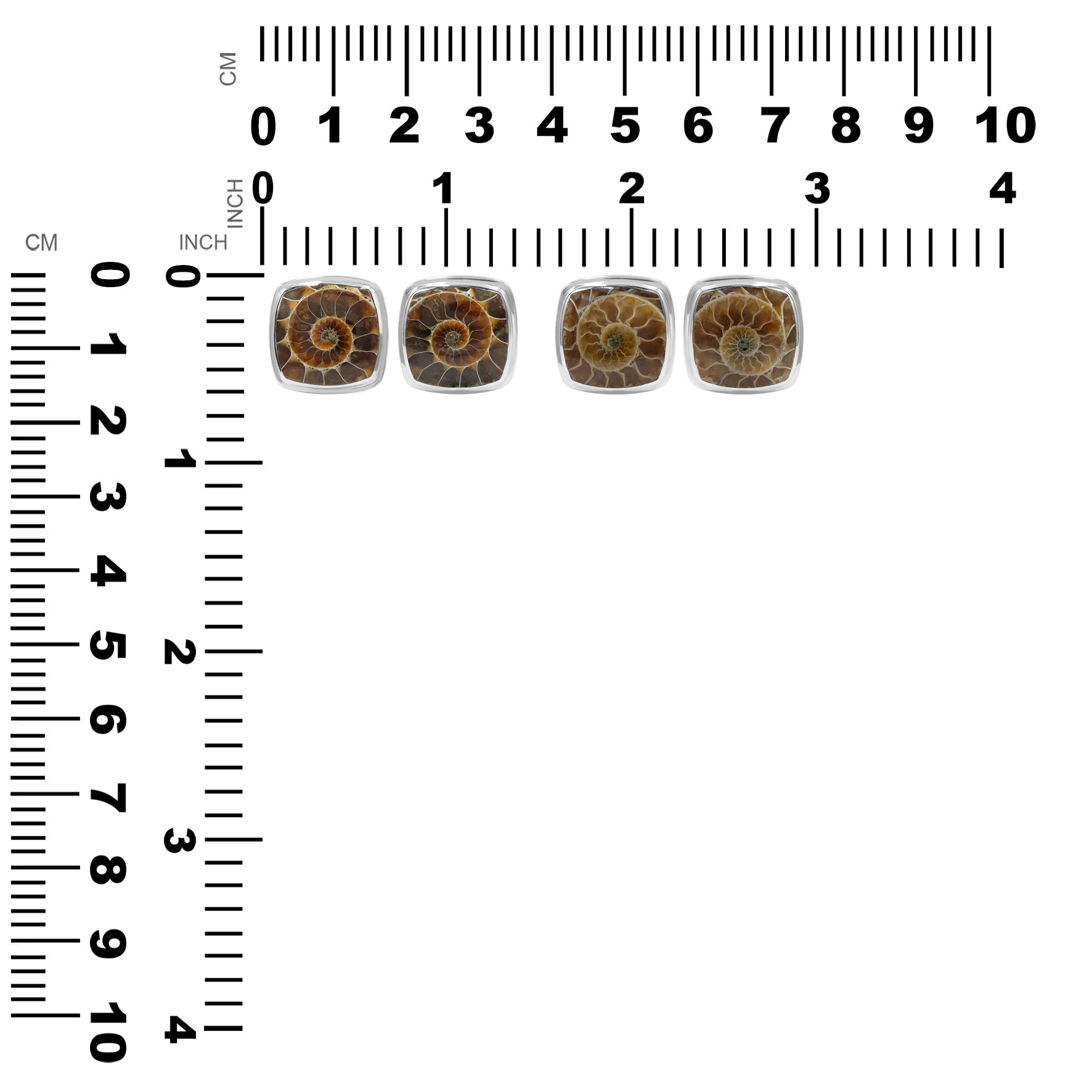 Starborn Sterling Silver Cushion-Cut Fossilized Ammonite Cuff Links